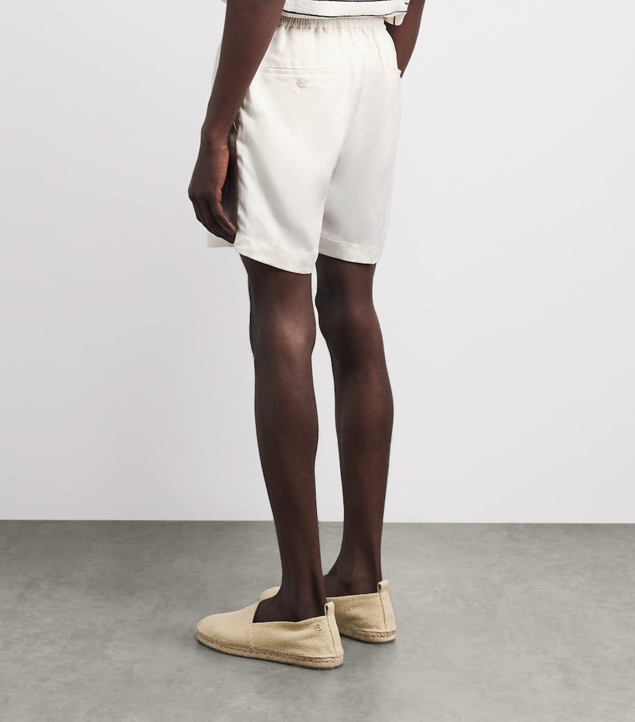Ralph Lauren Purple Label Mens Silk-Linen Drawstring Shorts Deckwash White Image 5