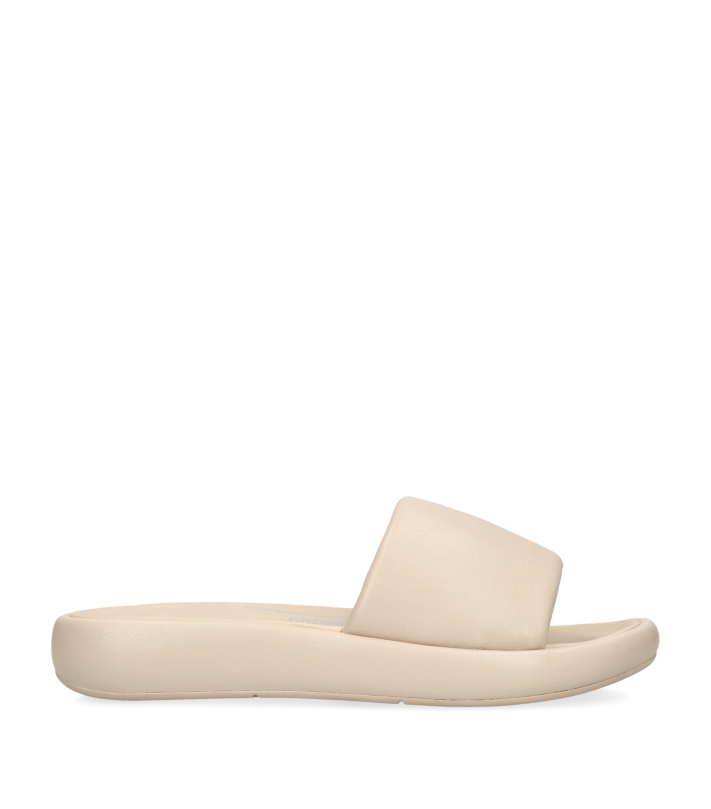 FitFlop Leather iQushion D-Luxe Slides Beige Image 1