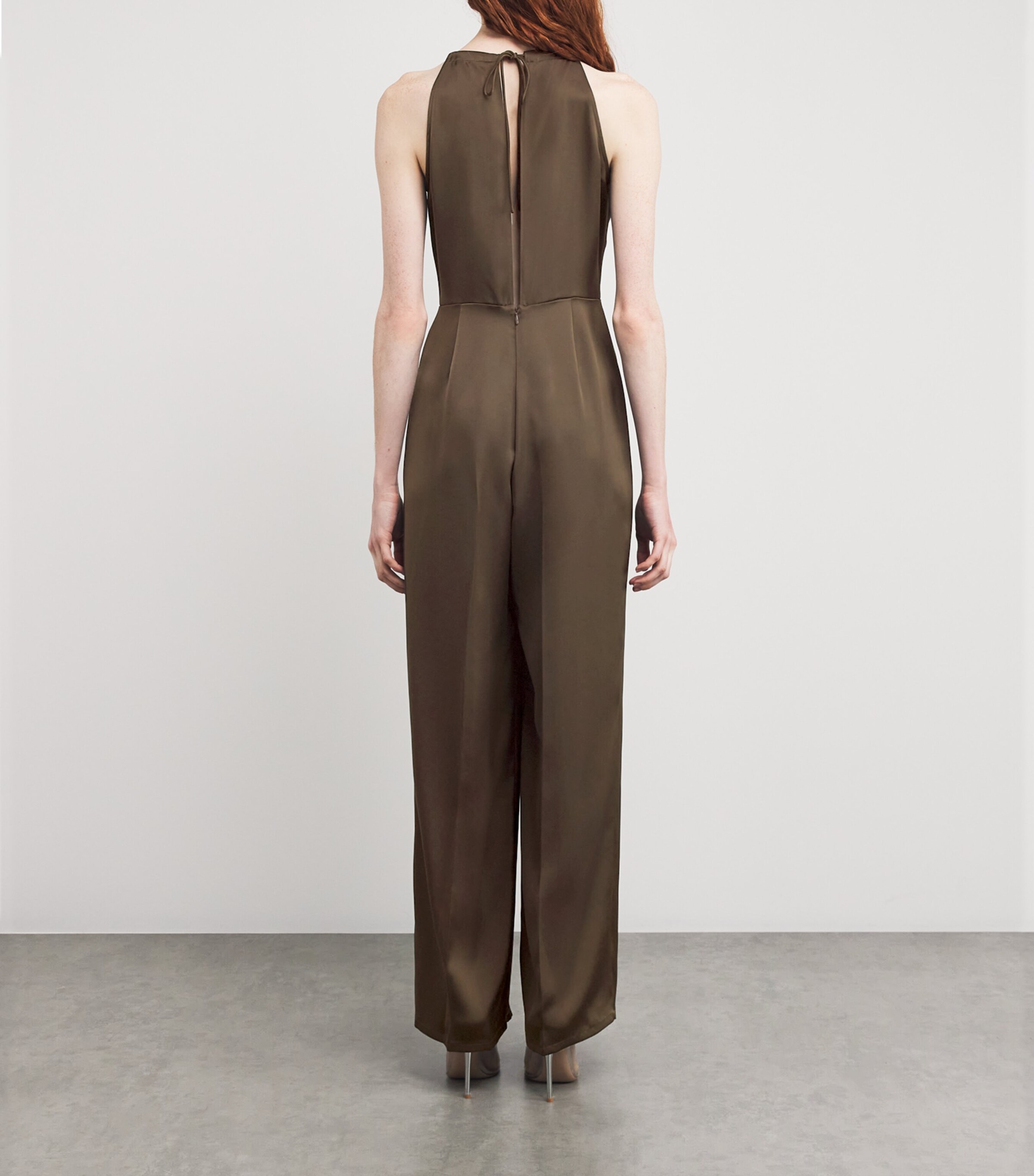 Satin Halterneck Jumpsuit COFFEE Image 3