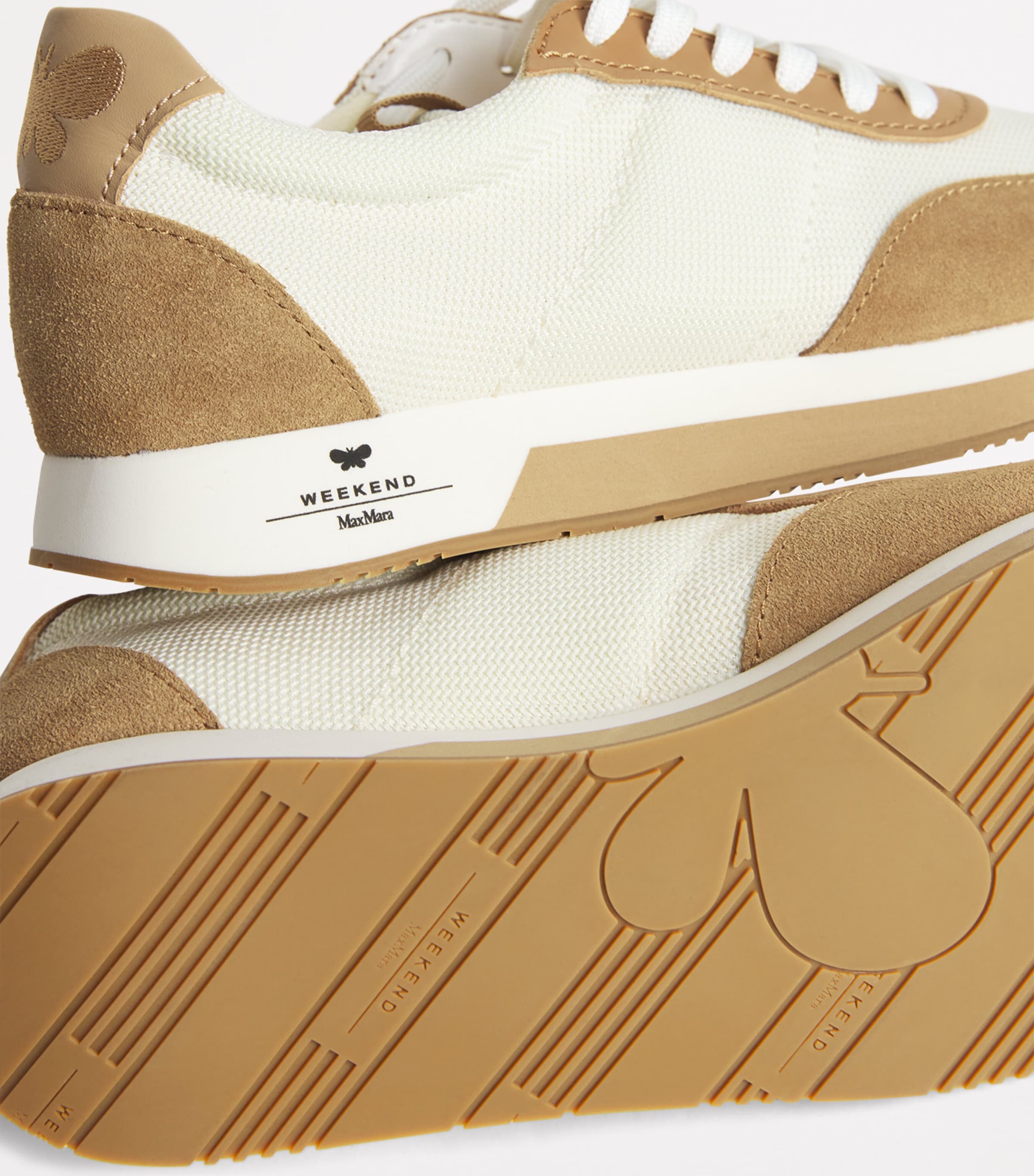 Weekend Max Mara Leather-Trim Sneakers Camel Image 7