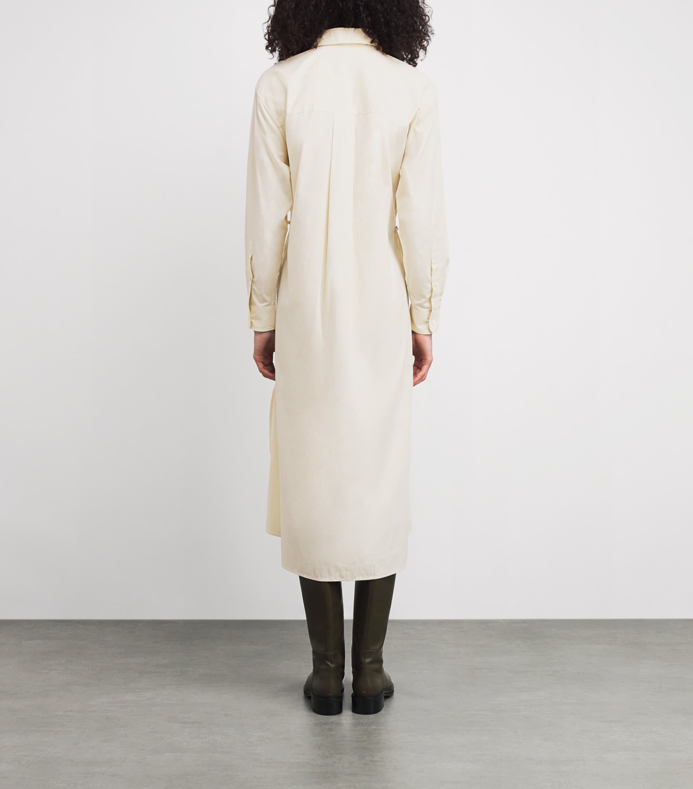 Cotton Cinched Maxi Shirt Dress AUTHENTIC CREAM Image 3