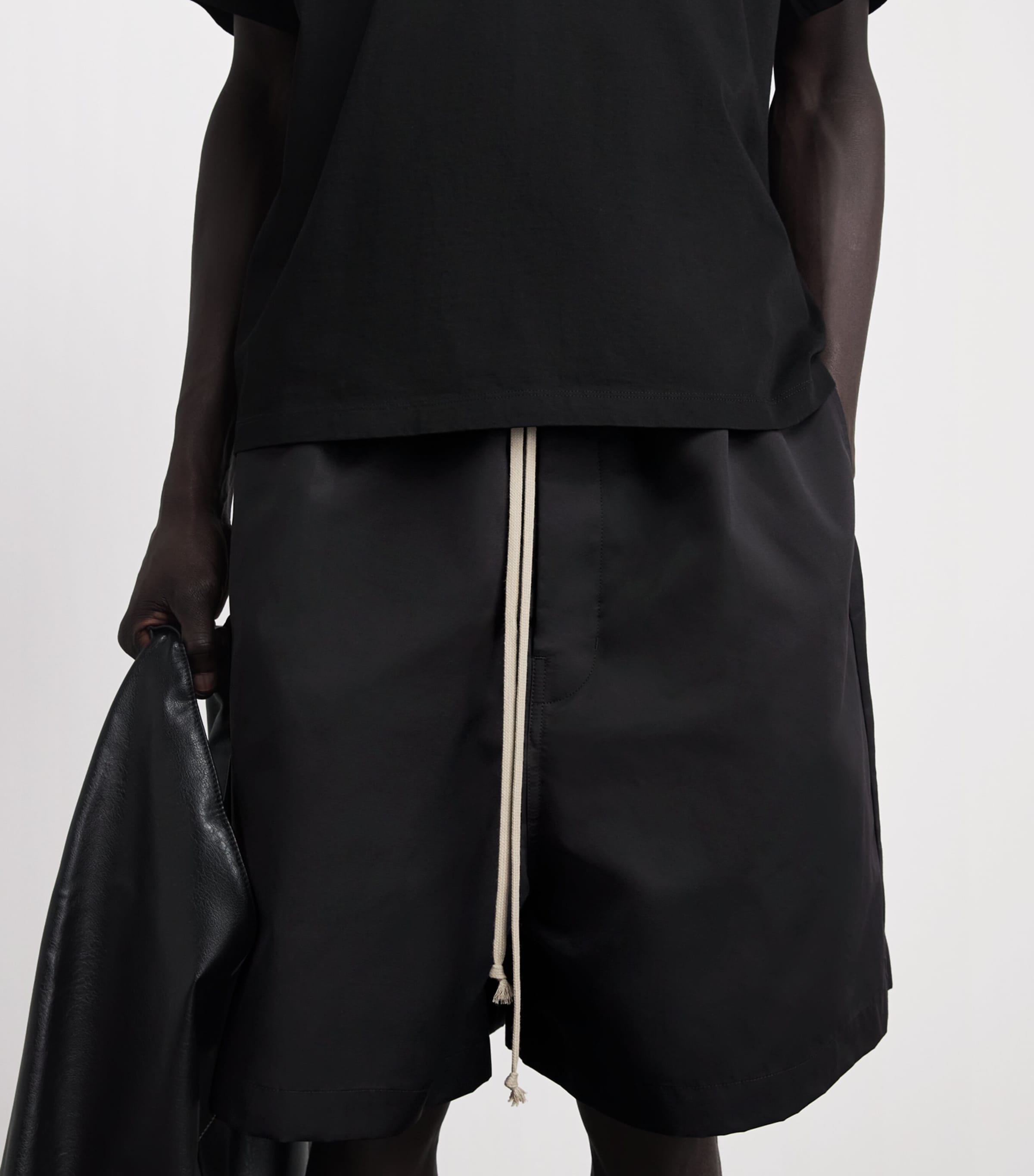 Rick Owens Mens Faun Drawstring Shorts Black Image 3