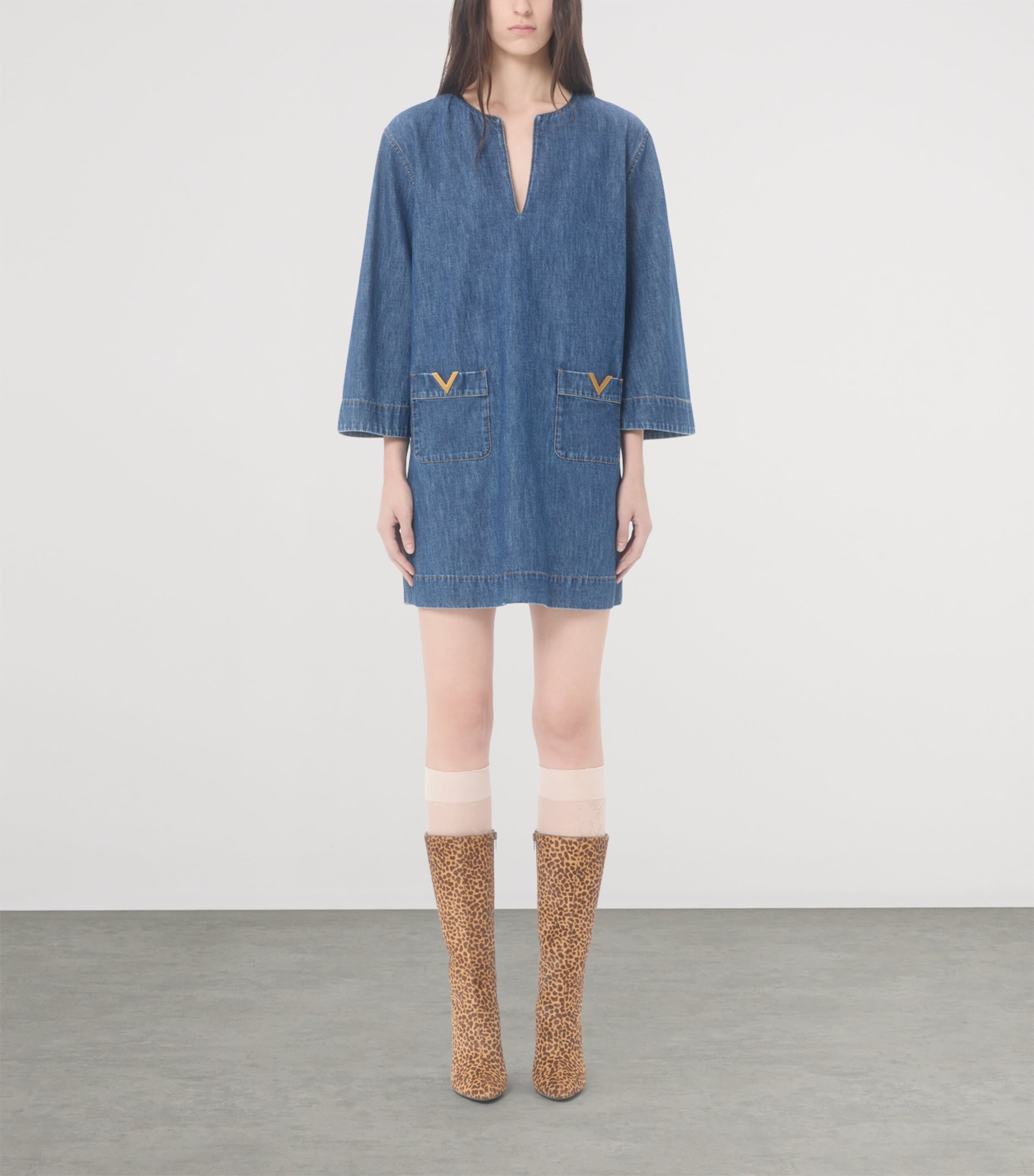 Valentino Womens Denim Shift Mini Dress Image 2