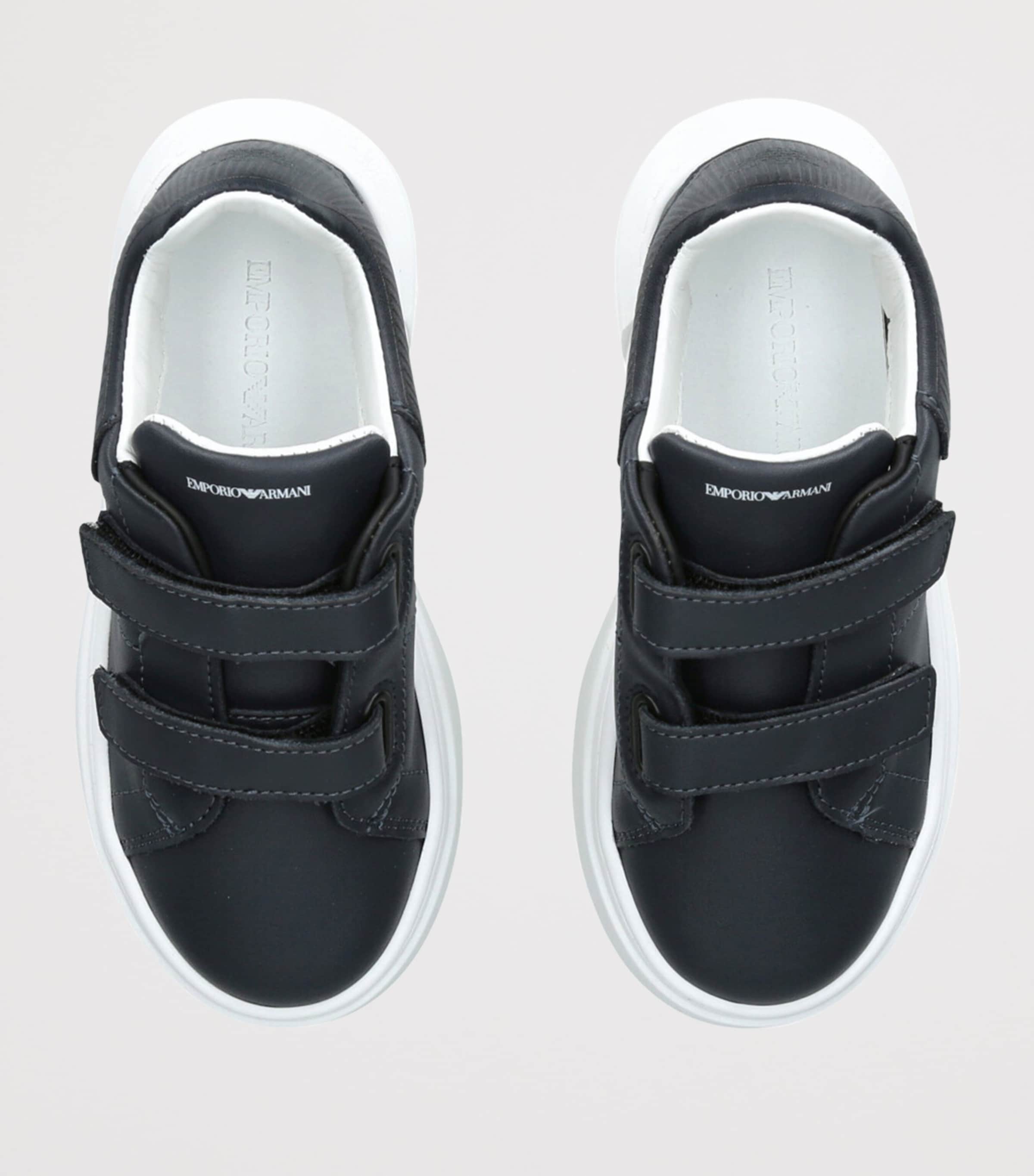 Leather Velcro Sneakers NAVY Image 4