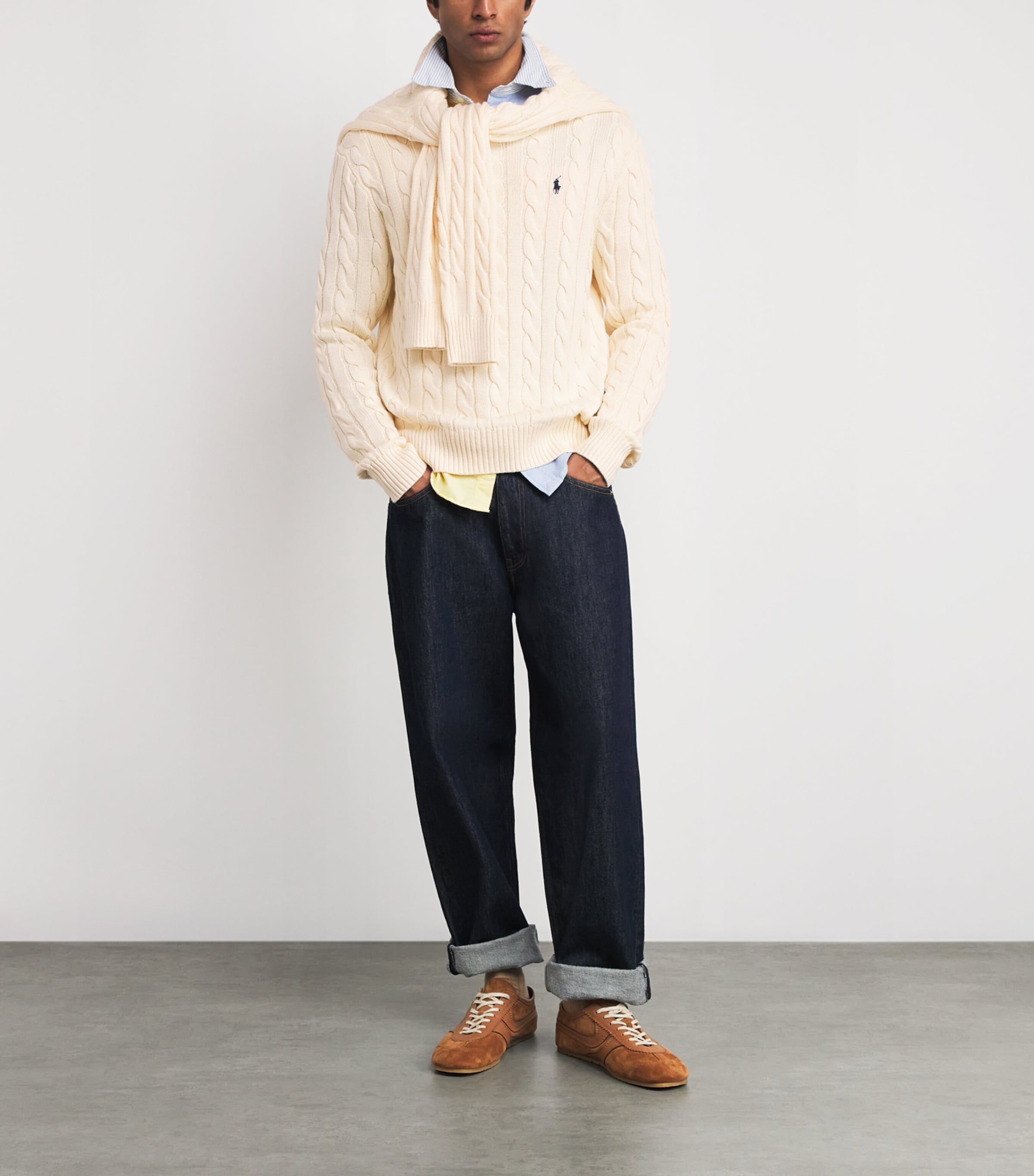 Cotton Cable-Knit Sweater CREAM Image 2