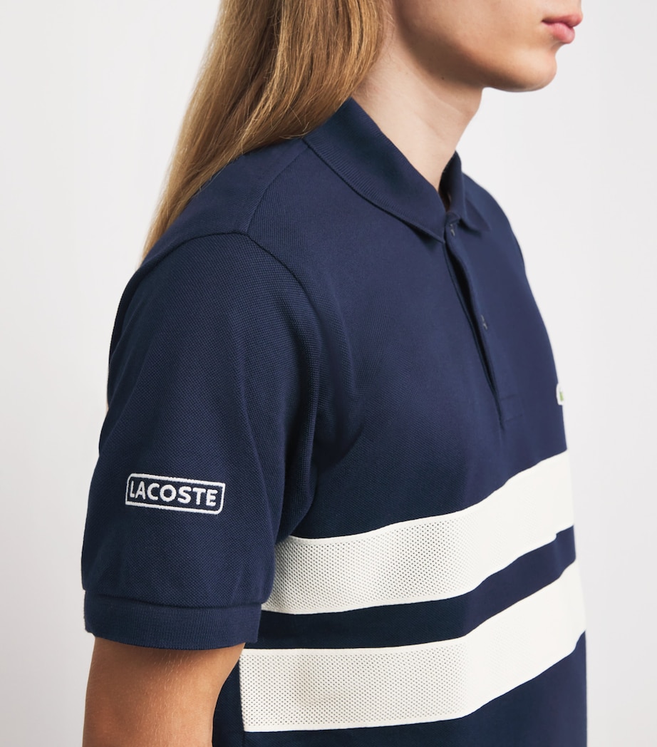 Cotton Mesh-Insert Polo Shirt NAVY BLUE Image 6