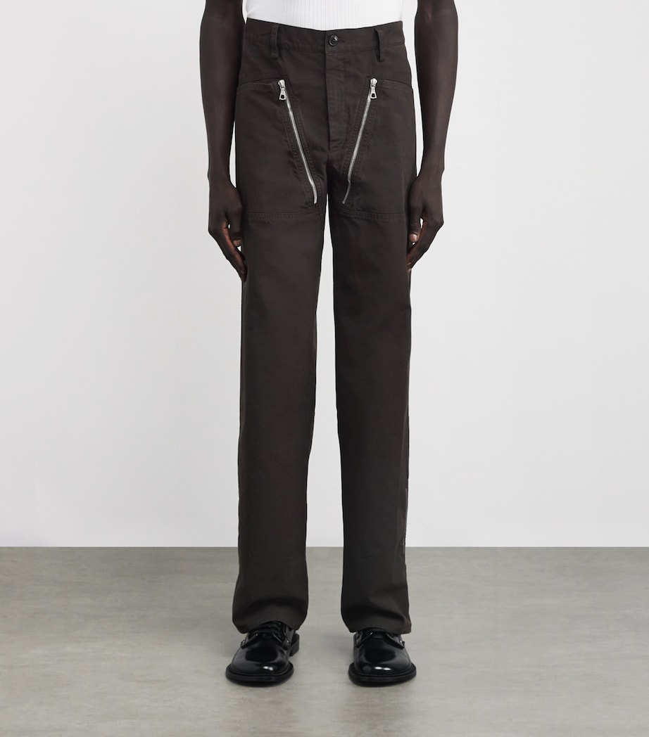 Cotton Zip-Detail trousers BROWN Image 3