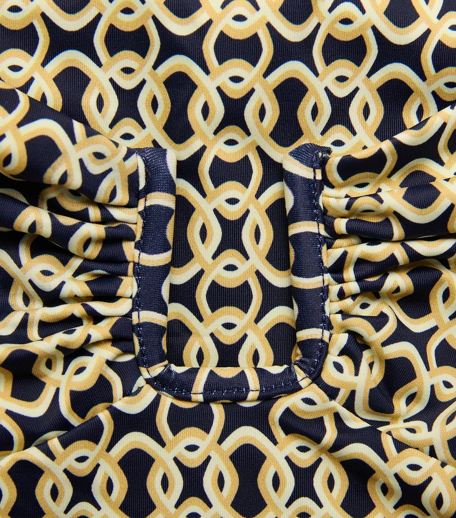 AWAY THAT DAY Womens Geometric Print Cannes Swimsuit Navy/gold Link Prnt Image 4