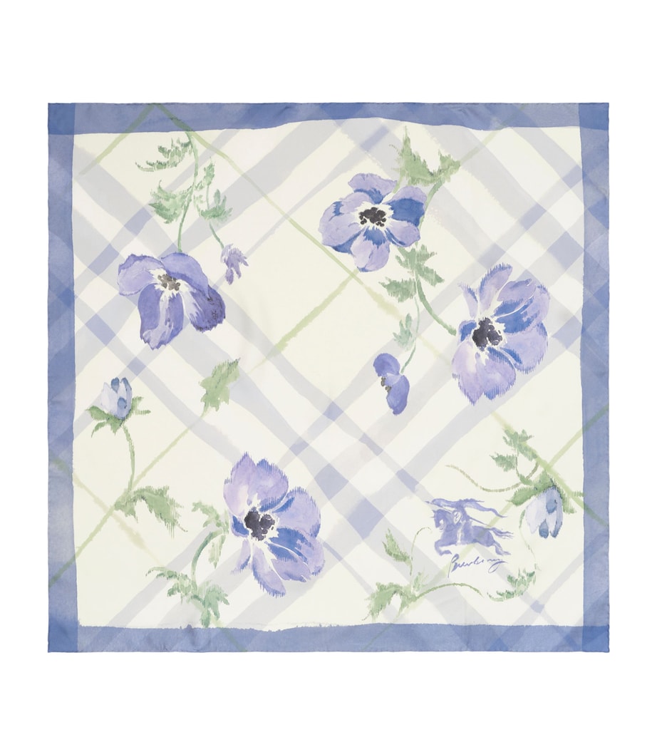 Burberry Silk Watercolour Check Scarf Cornflower Blue Image 1