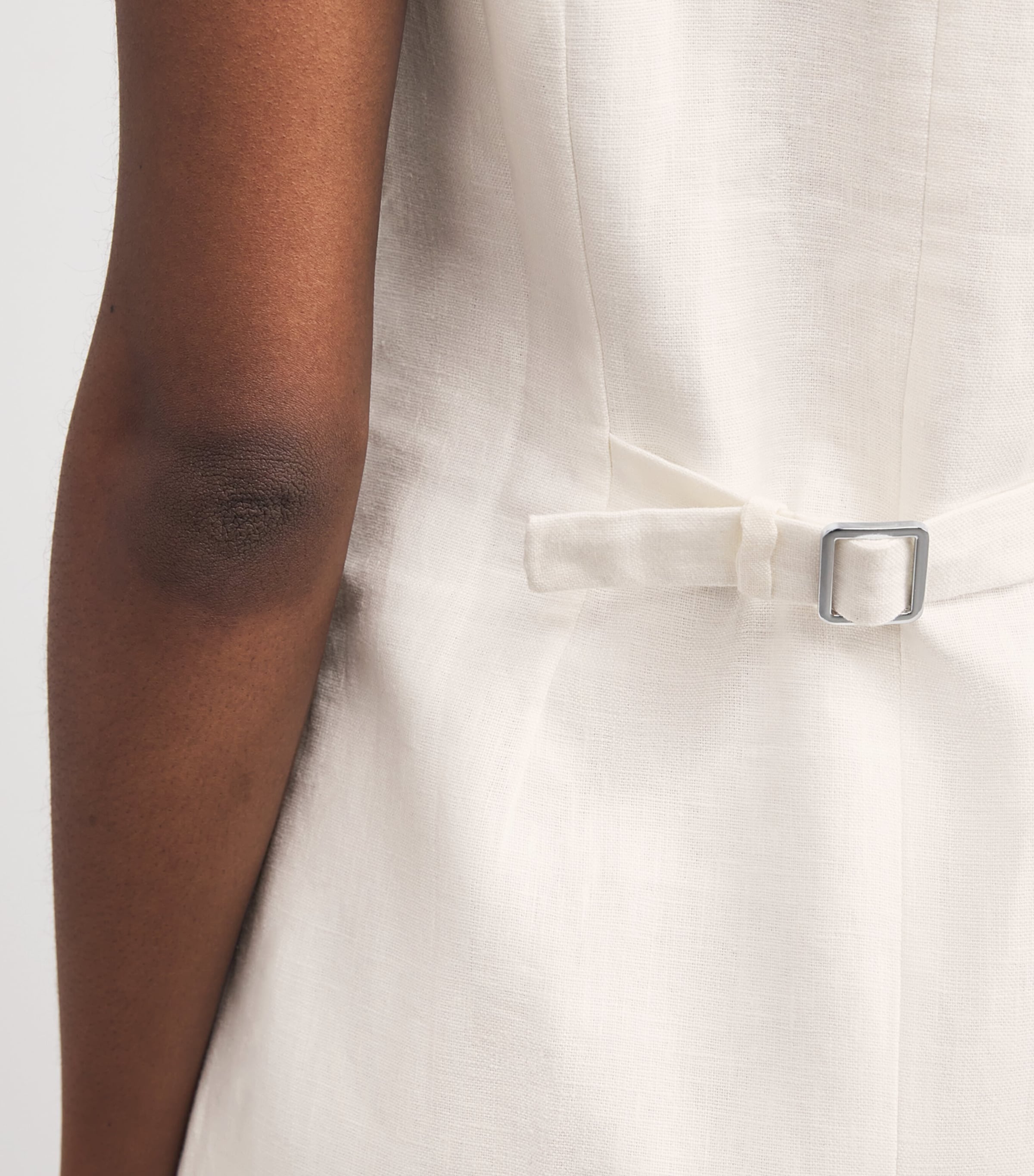 Linen Jaques Mini Dress WHITE Image 6