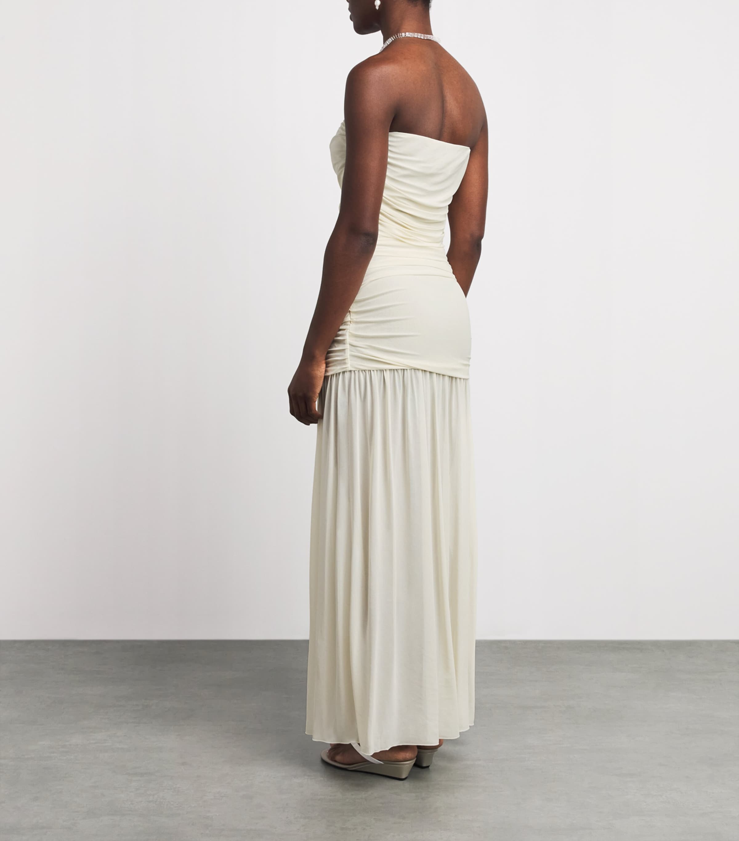 Moré Noir Womens Crepe Astra Maxi Dress Alabaster Cream Image 4