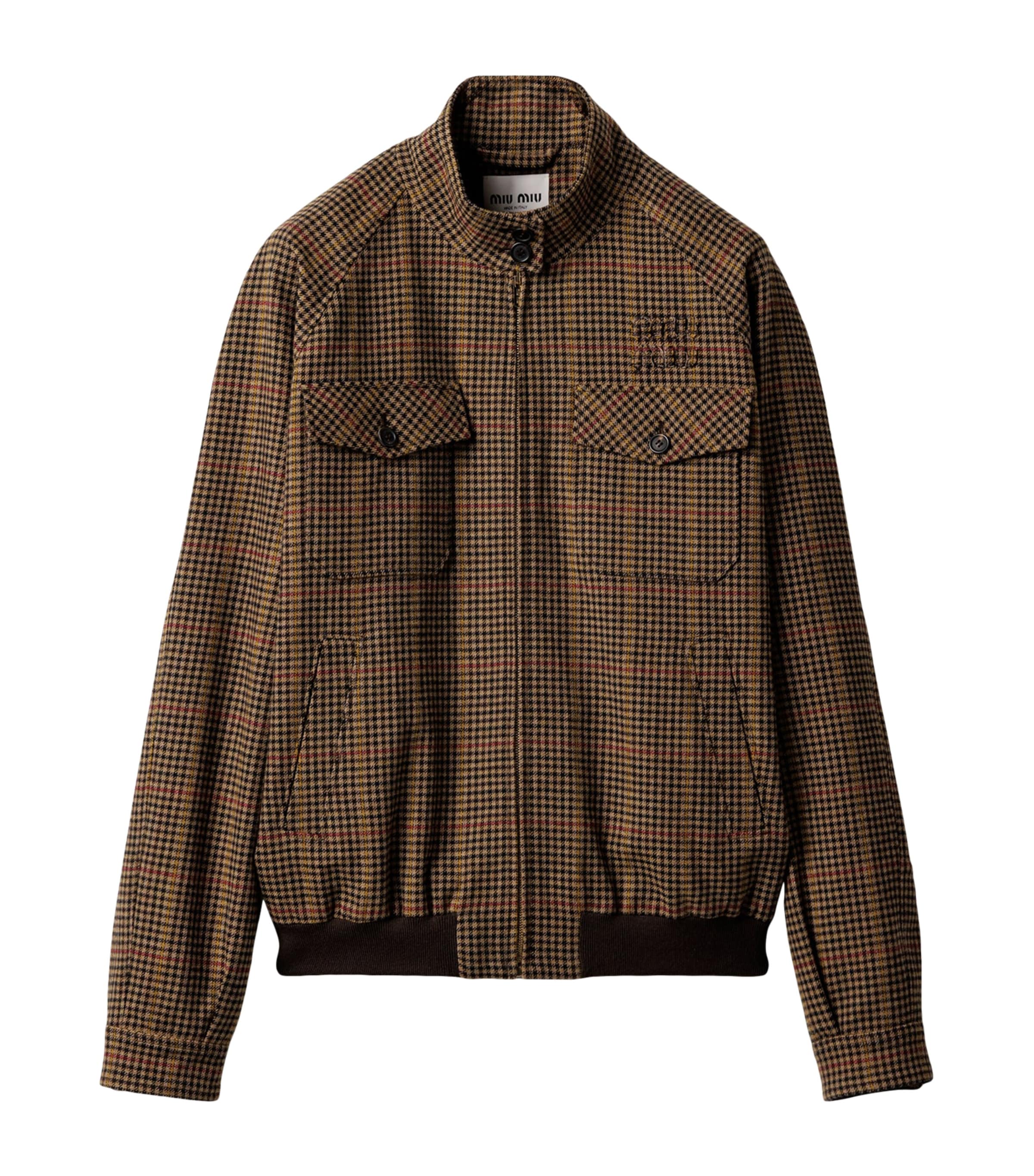 Miu Miu Womens Virgin Wool Houndstooth Jacket Image 1