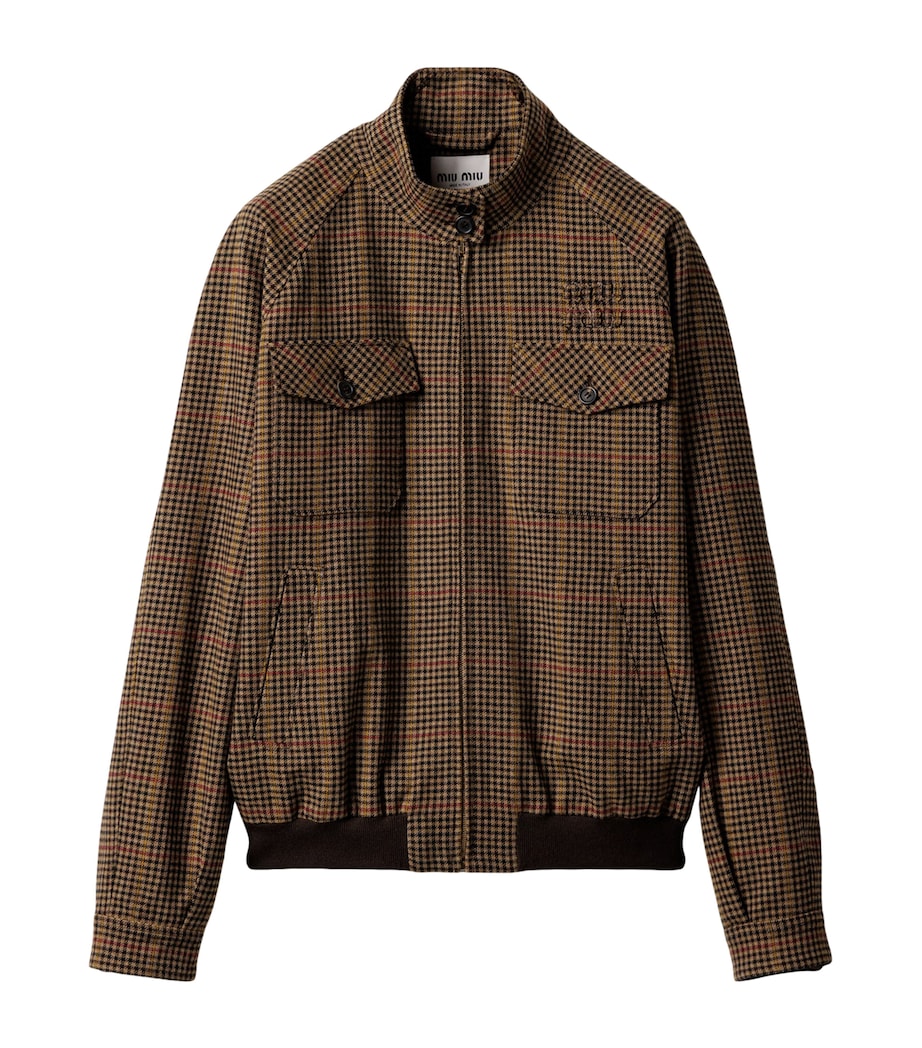 Miu Miu Womens Virgin Wool Houndstooth Jacket Image 1