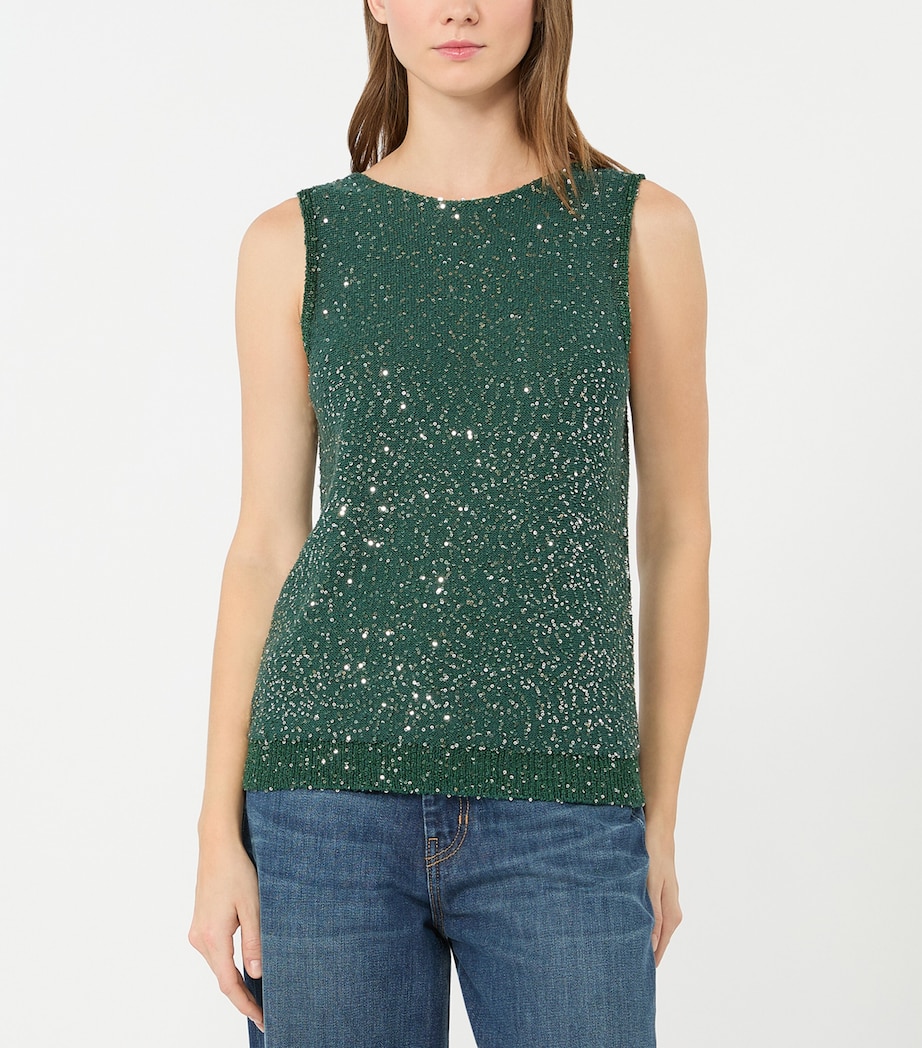 Weekend Max Mara Womens Knitted Sequin Tank Top Green Image 5