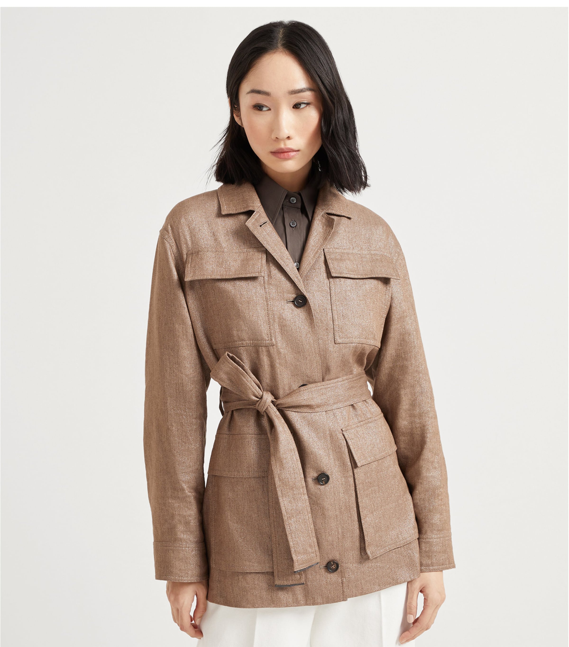 Techno Linen-Blend Sparkling Safari Blazer C004 Image 3