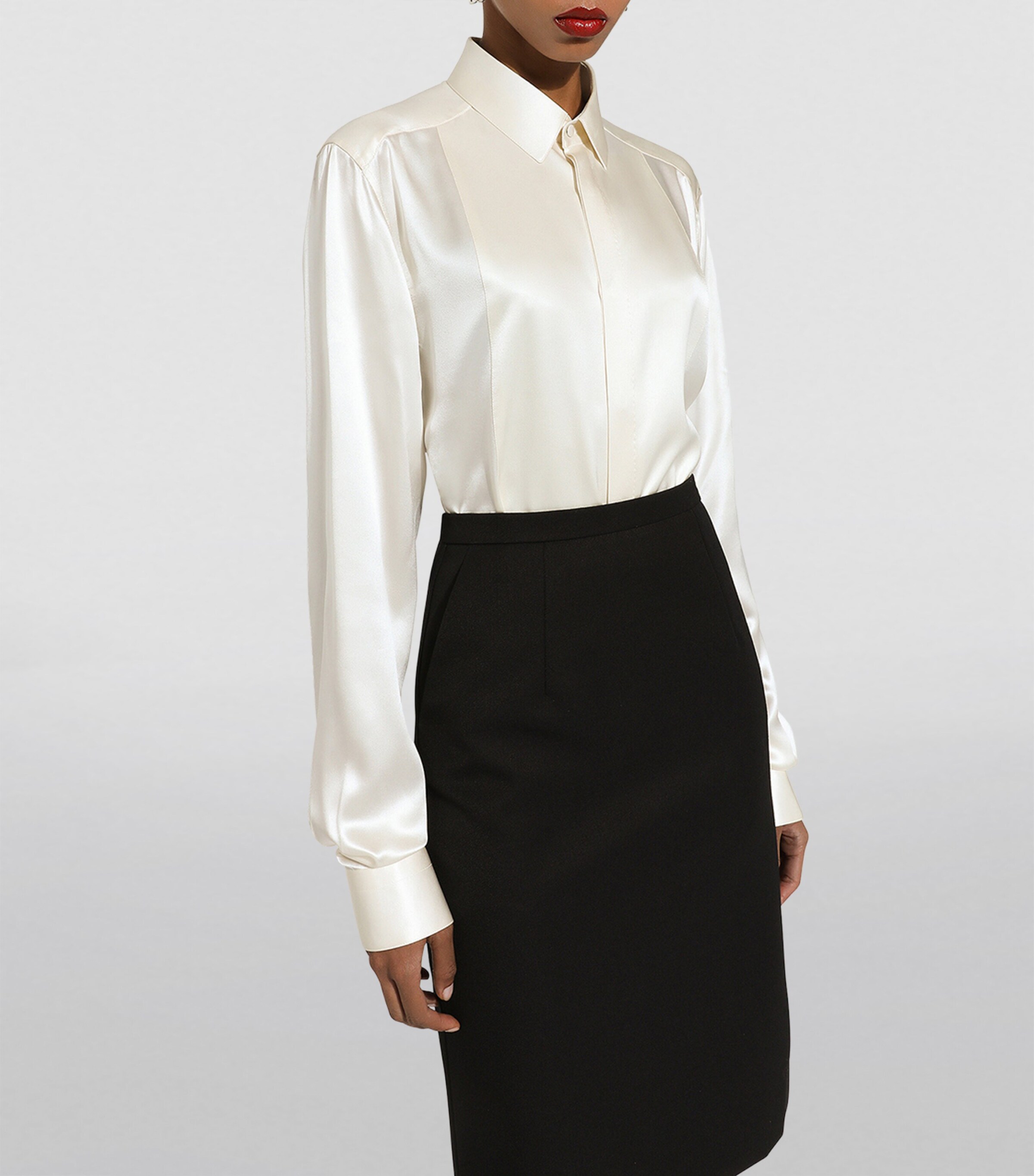 Silk Satin Shirt W0111-WHITE Image 3