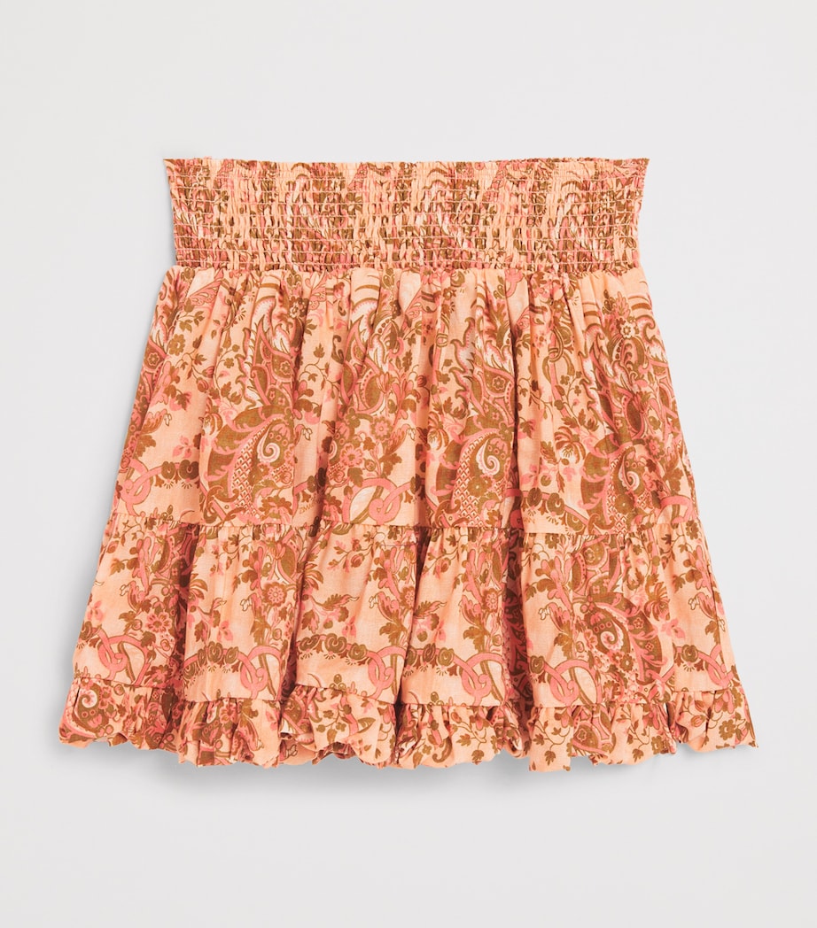 Zimmermann Kids Cotton Shirred Aster Skirt (2-12 Years) Pink Paisley Floral Image 2