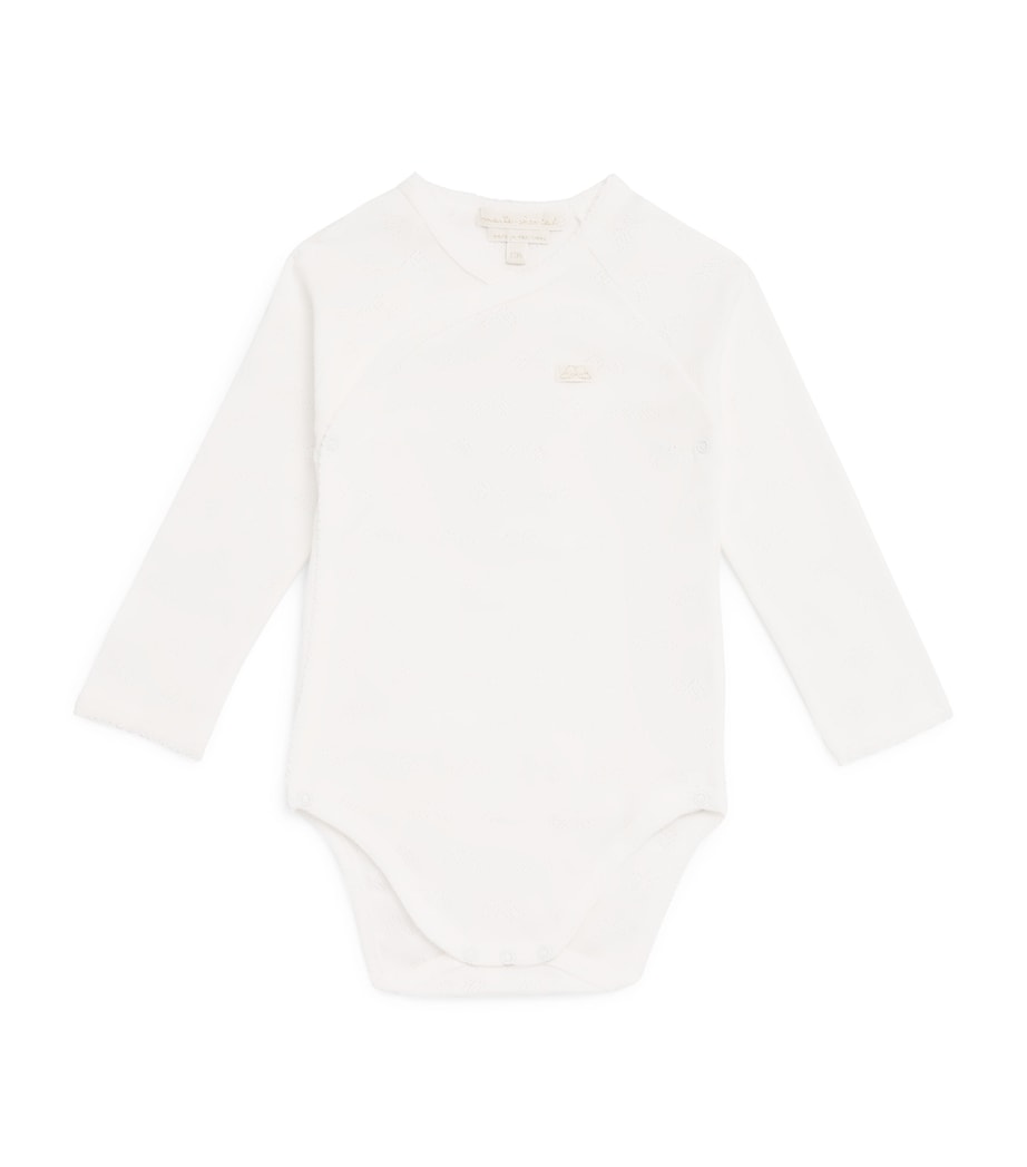 Marie-Chantal Pointelle-Knit Angel Wing Bodysuit White Image 1
