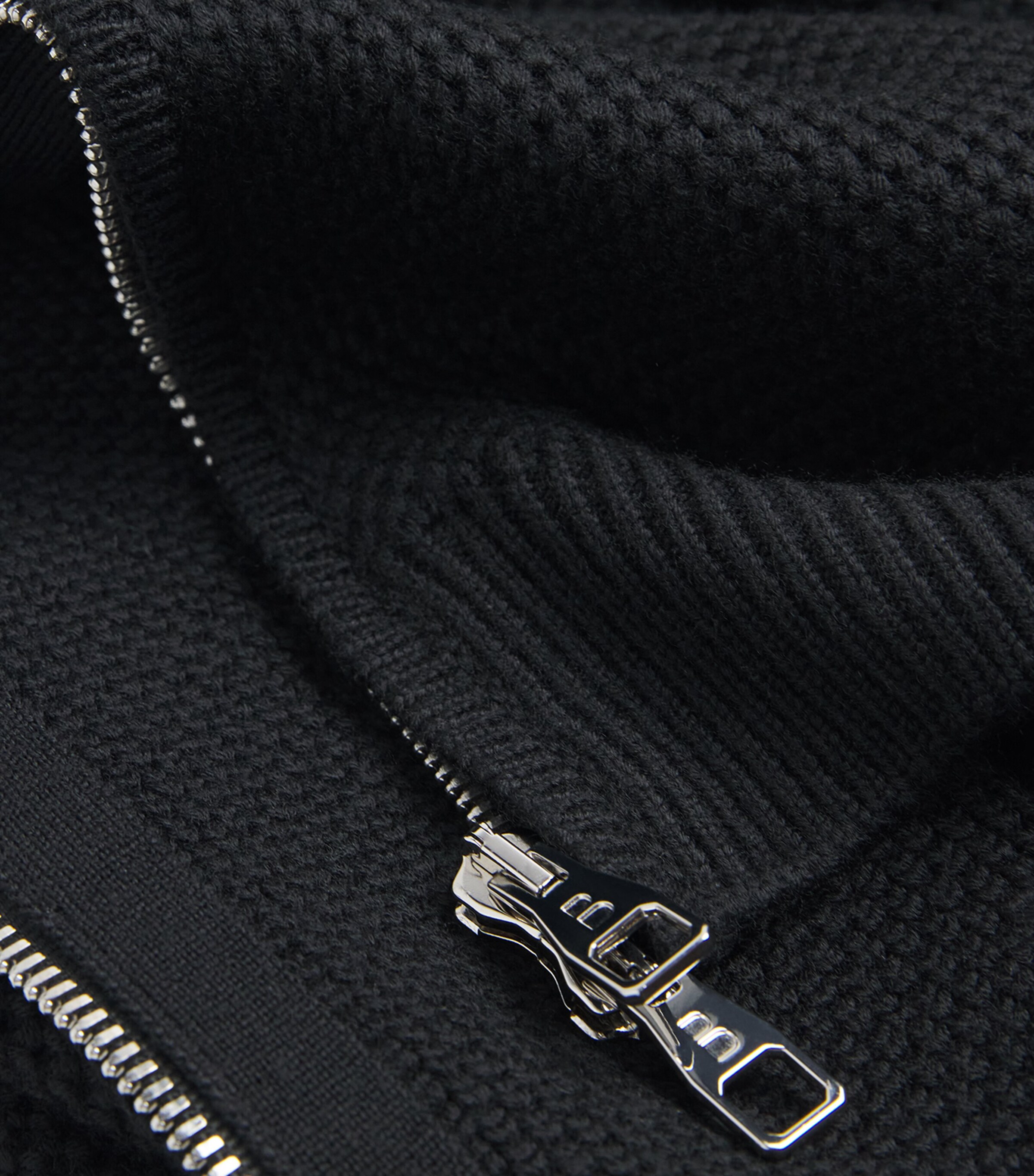 Brett Johnson Mens Virgin Wool Cable-Knit Zip-Up Cardigan Noir Image 6