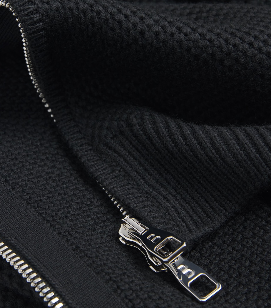Brett Johnson Mens Virgin Wool Cable-Knit Zip-Up Cardigan Noir Image 6