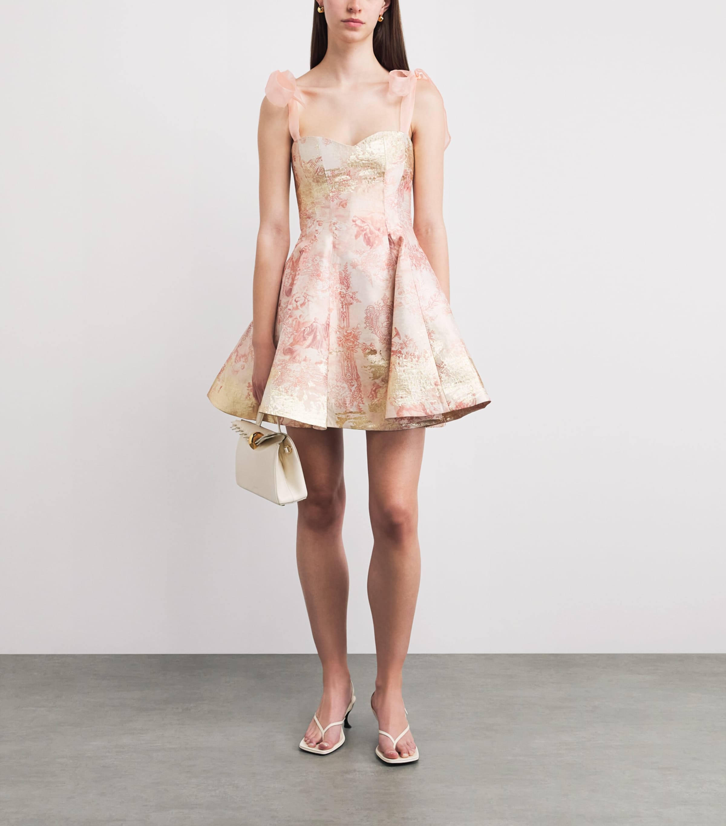 strapless open back dress Long Sleeve Floral-Print Short Party Dress 9151 Rose Multi / 0