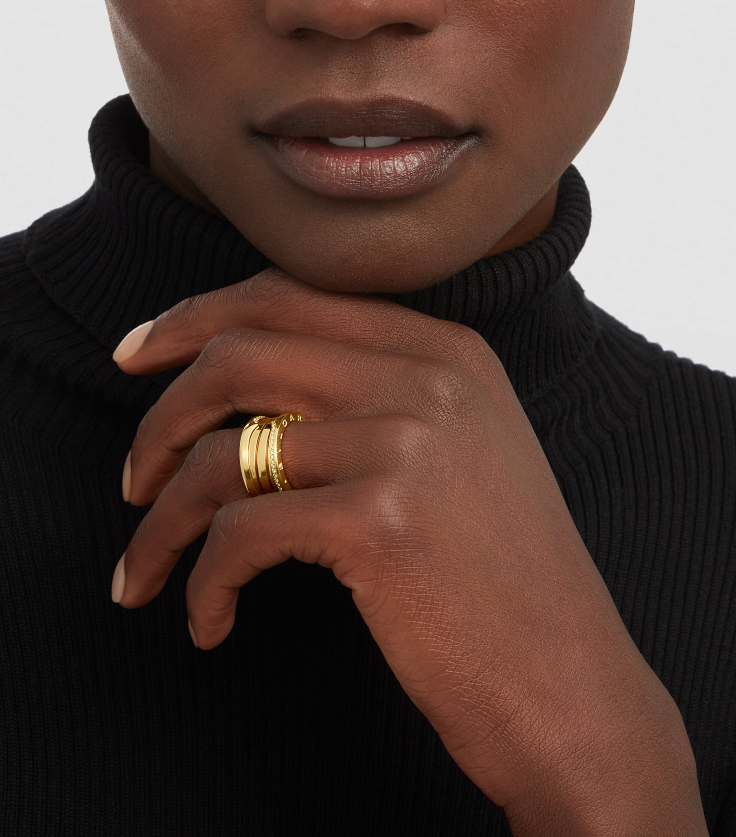 Yellow Gold and Diamond B.zero1 Three-Band Ring YELLOW GOLD Image 6