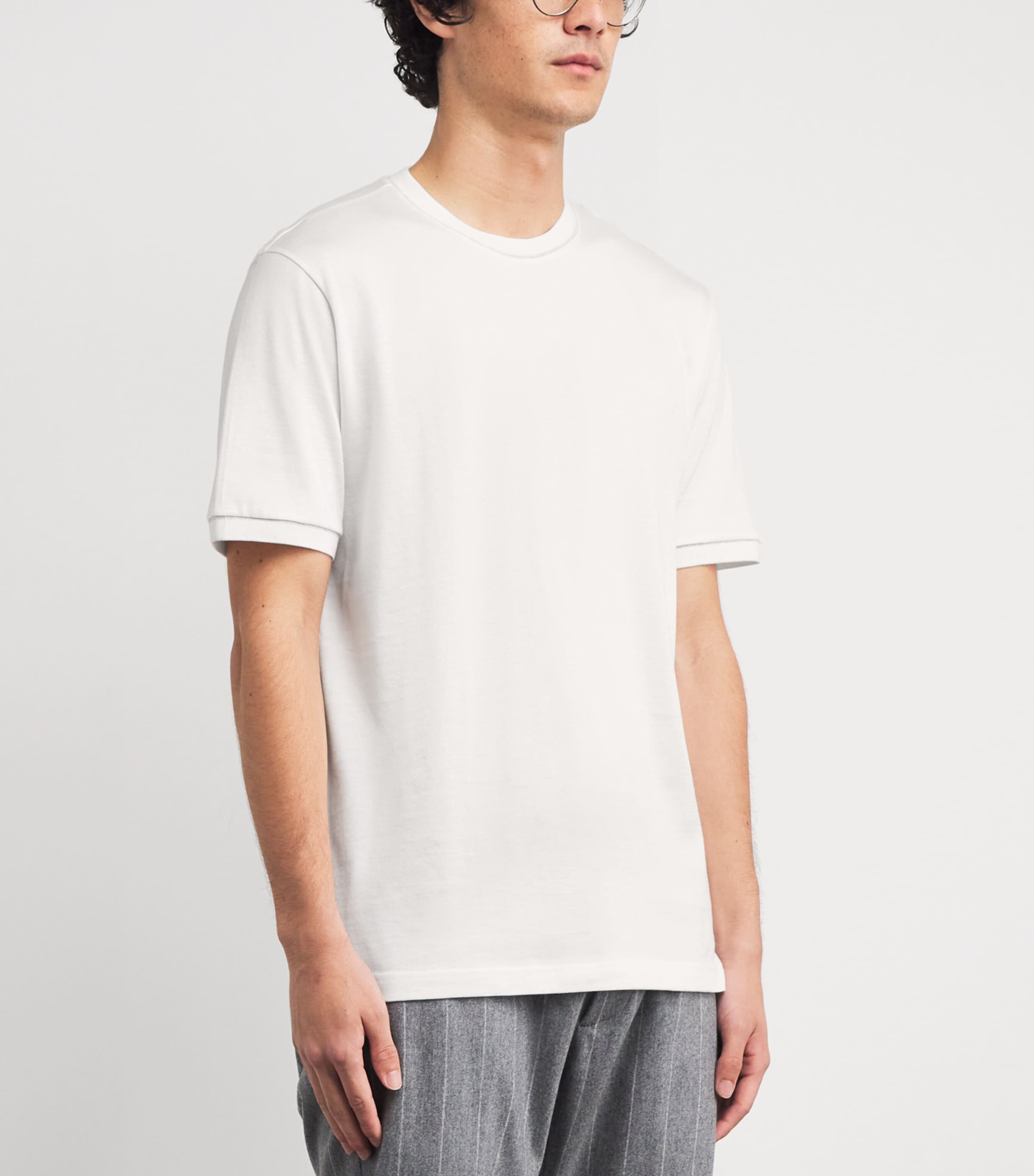 Giza Cotton T-Shirt BIANCO, GRIGIO CHIAR Image 3