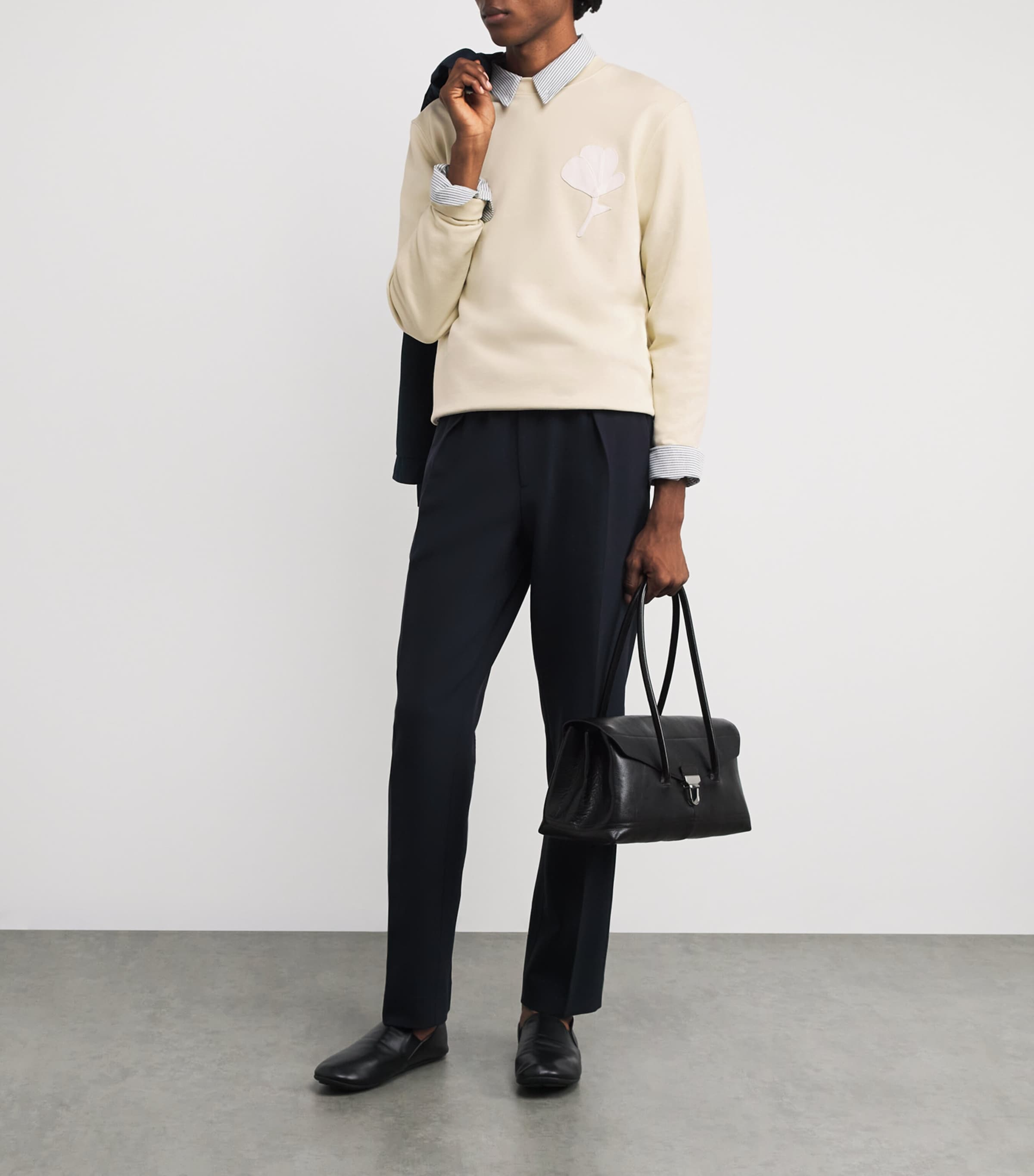 Cotton Floral-Patch Sweatshirt BUTTER CREAM Image 2