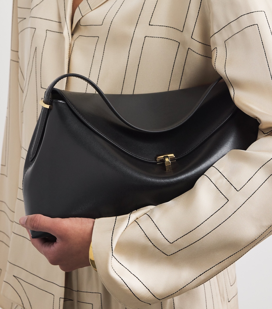 Toteme Leather T-Lock Top-Handle Bag Black Image 4