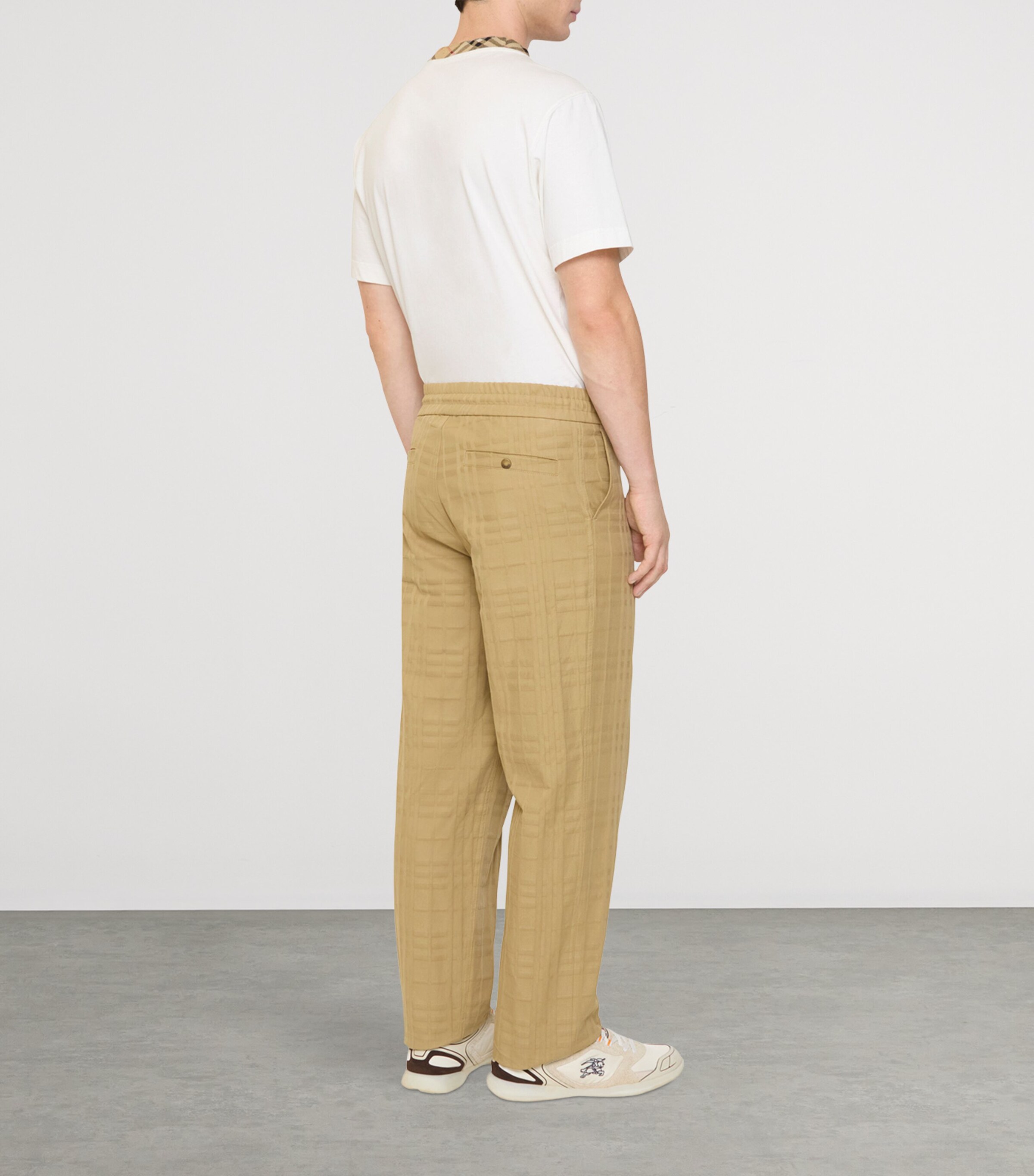 Burberry Mens Cotton Check Trousers Sandstorm Beige Chk Image 3