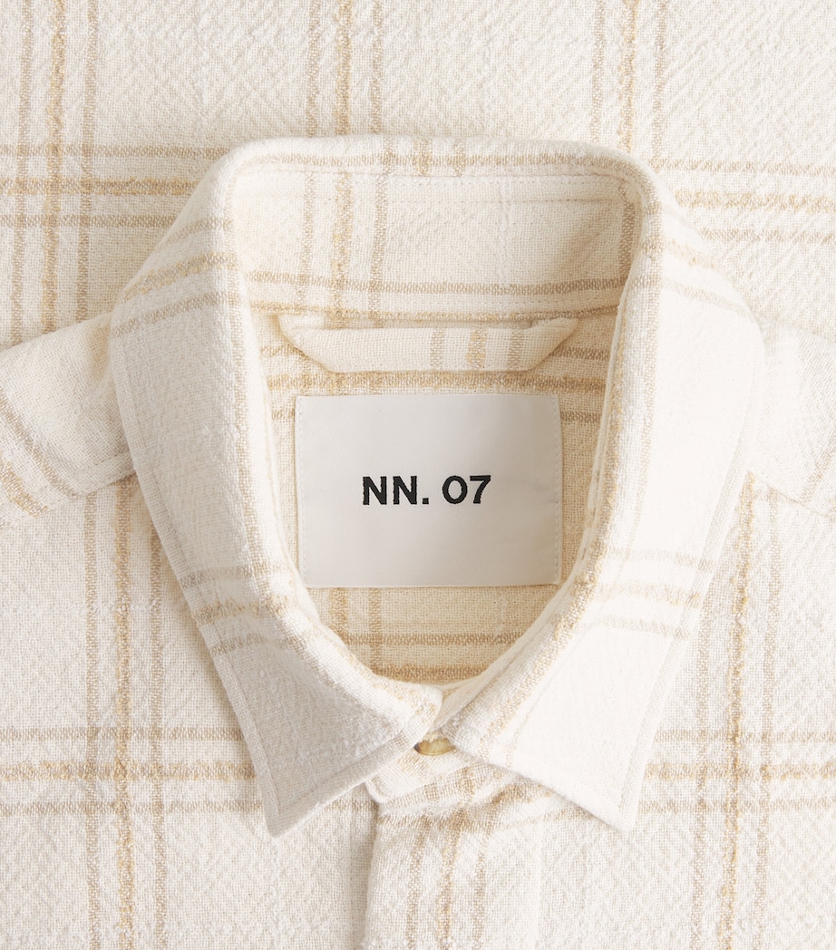 NN07 Mens Cotton-Blend Check Overshirt Ivory Image 6