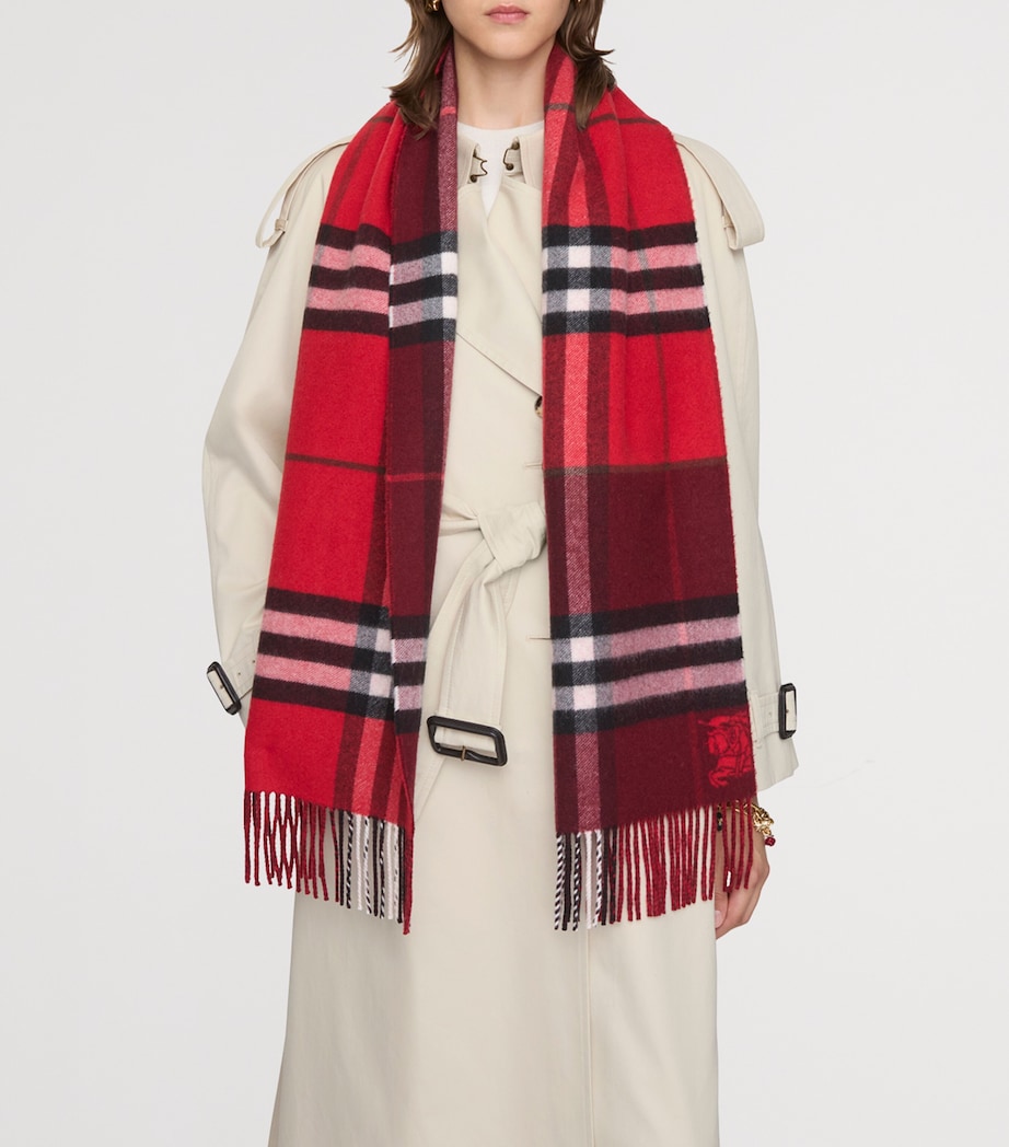 Cashmere Contrast Check Scarf POST RED/OXBLOOD Image 4