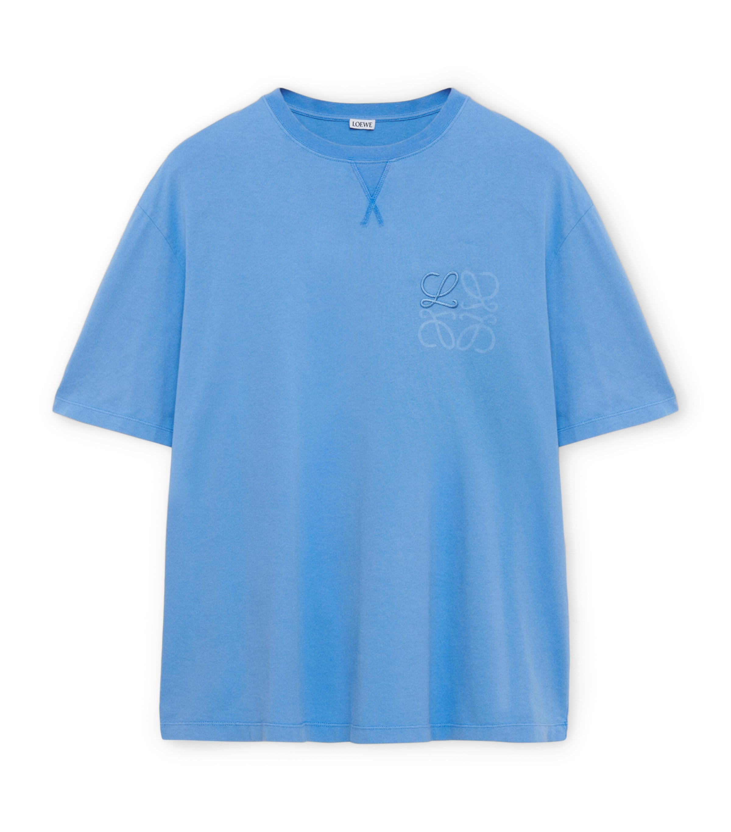 LOEWE Mens Cotton-Blend Anagram T-Shirt Blue Image 1