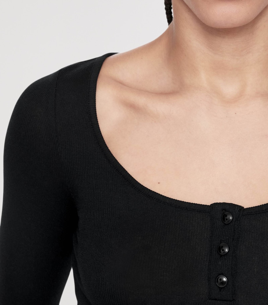 AllSaints Womens Jules Henley Long-Sleeve T-Shirt Jet Black Image 4