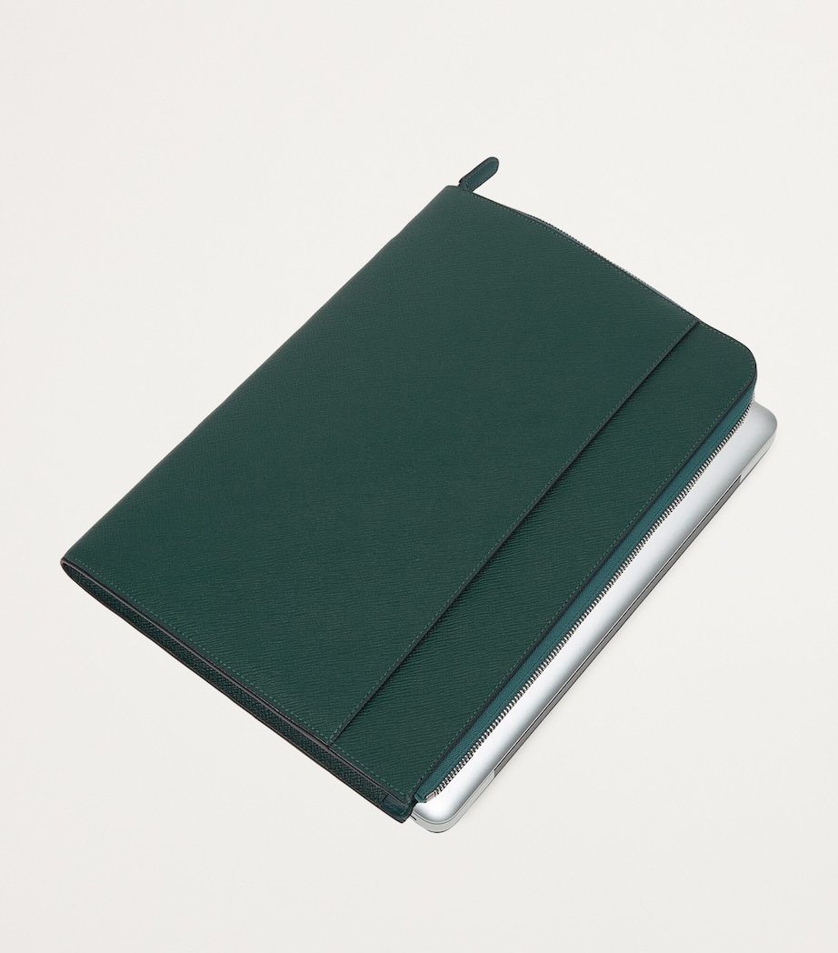 Small Panama Leather Laptop Case FOREST GREEN Image 3