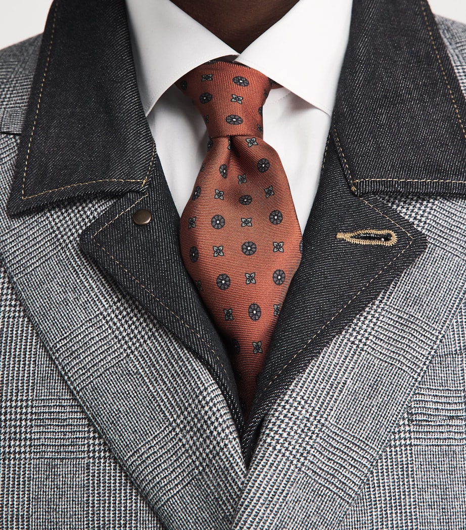 Corneliani Silk Patterned Tie Dark Orange Image 2