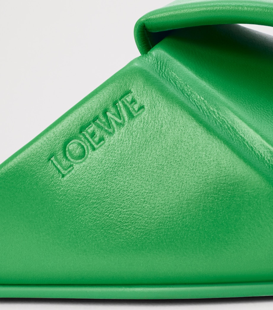 LOEWE Leather Origami Slides Clover Green Image 5