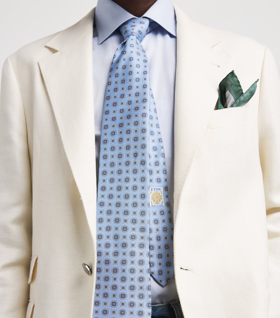 Eton Silk Medallion Tie Light Blue Image 2