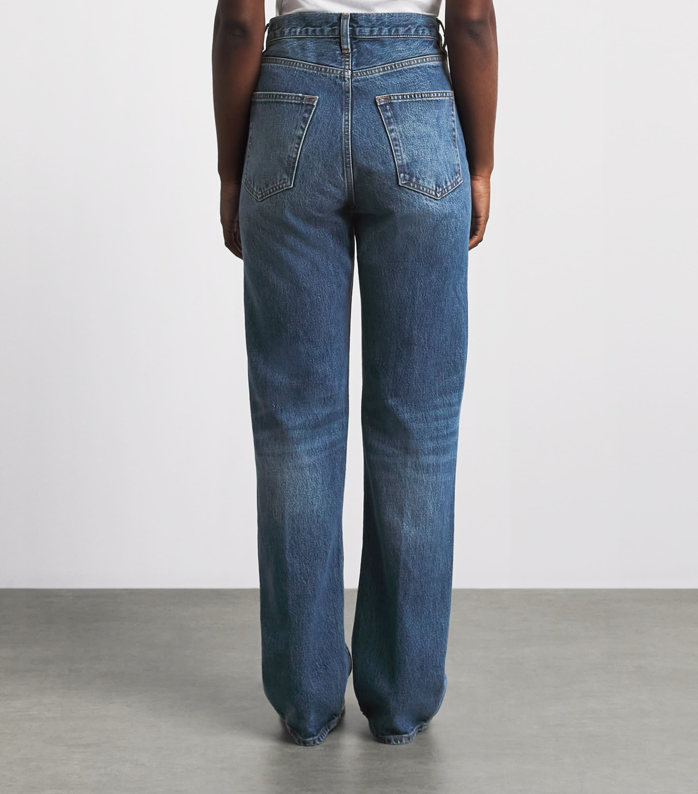 FRAME Womens Distressed The Vertical Straight Jeans Voltage Image 5