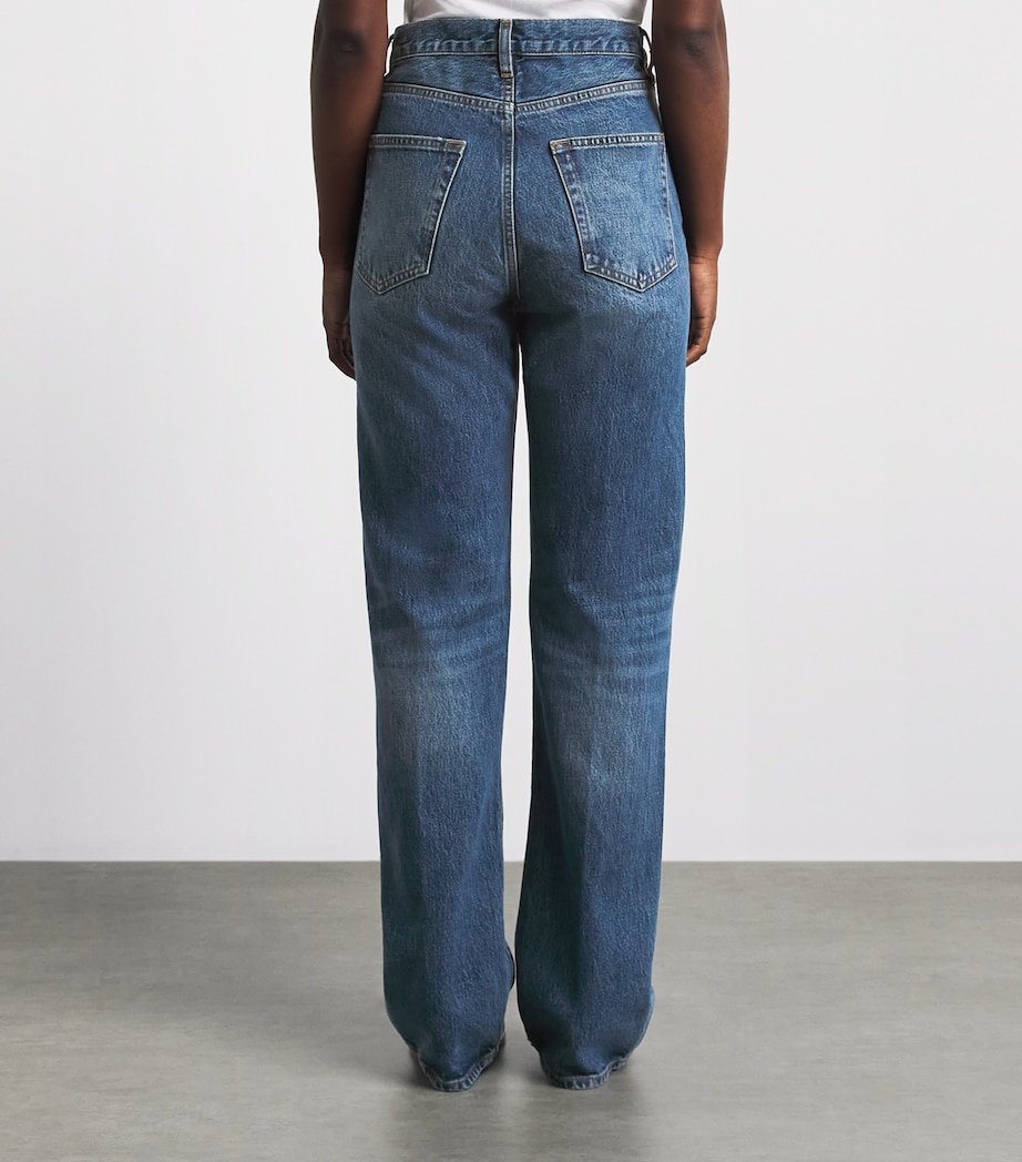 FRAME Womens Distressed The Vertical Straight Jeans Voltage Image 5