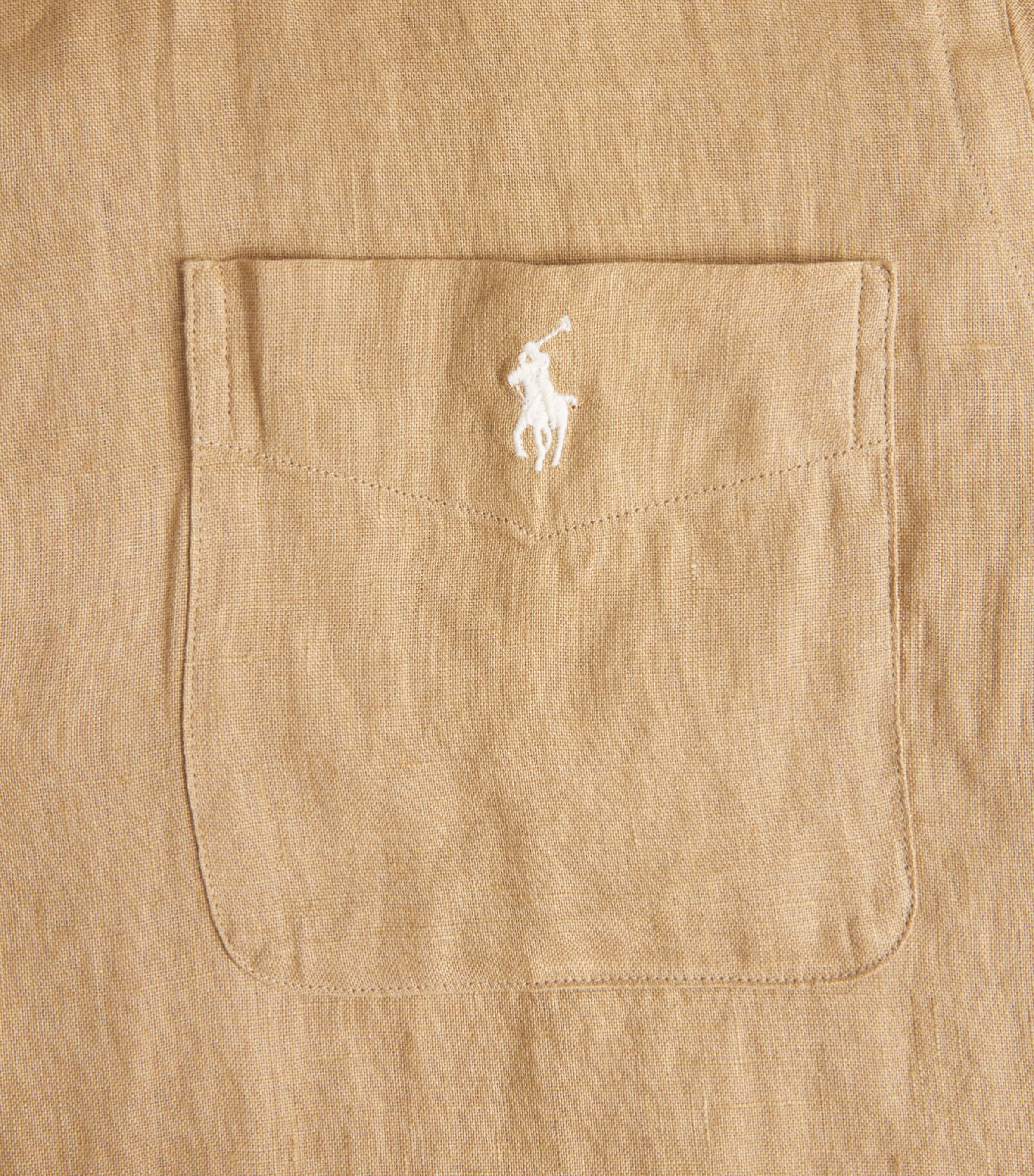 Polo Ralph Lauren Mens Linen Short-Sleeve Classic-Fit Shirt Cafe Tan Image 6