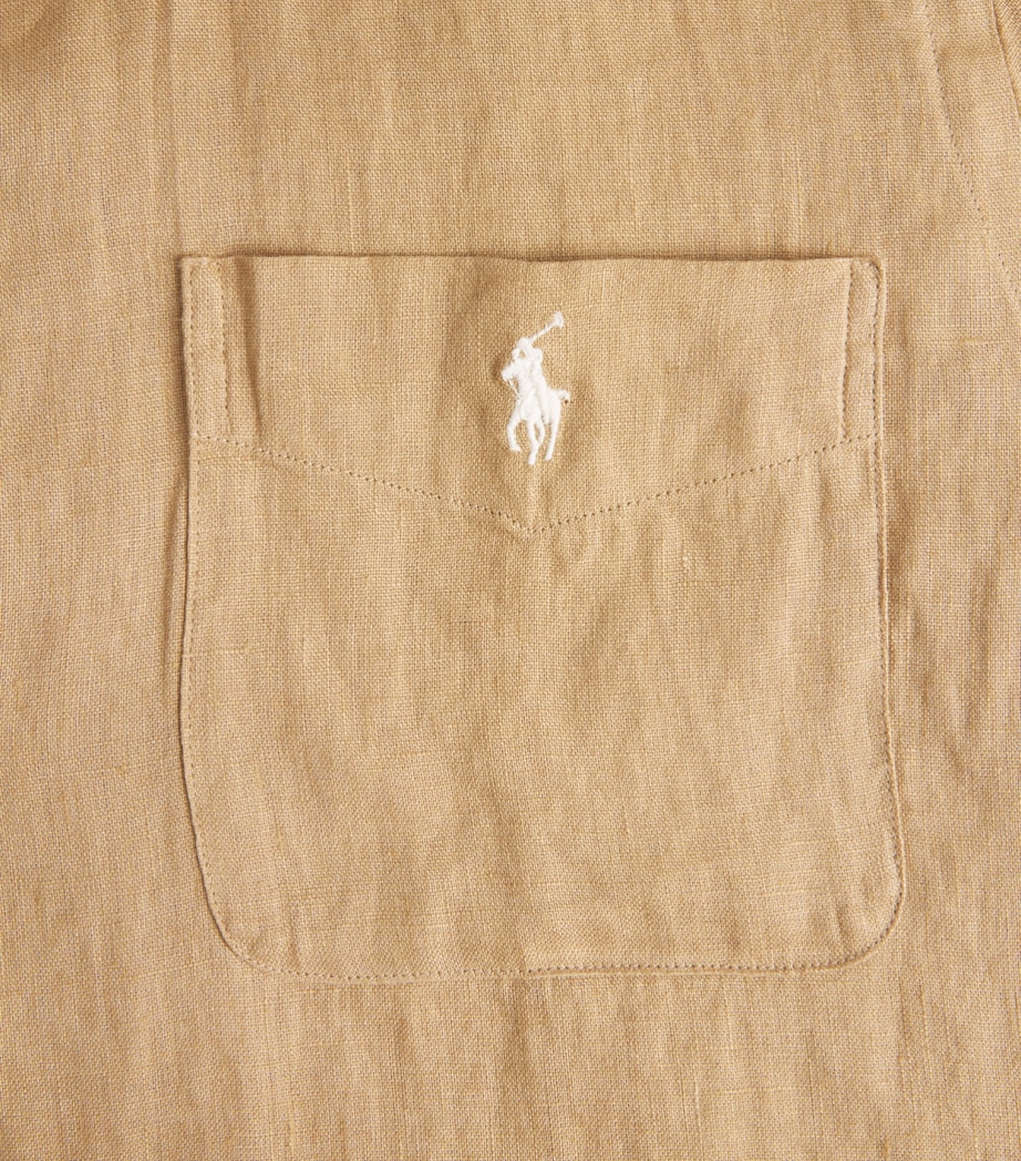 Polo Ralph Lauren Mens Linen Short-Sleeve Classic-Fit Shirt Cafe Tan Image 6