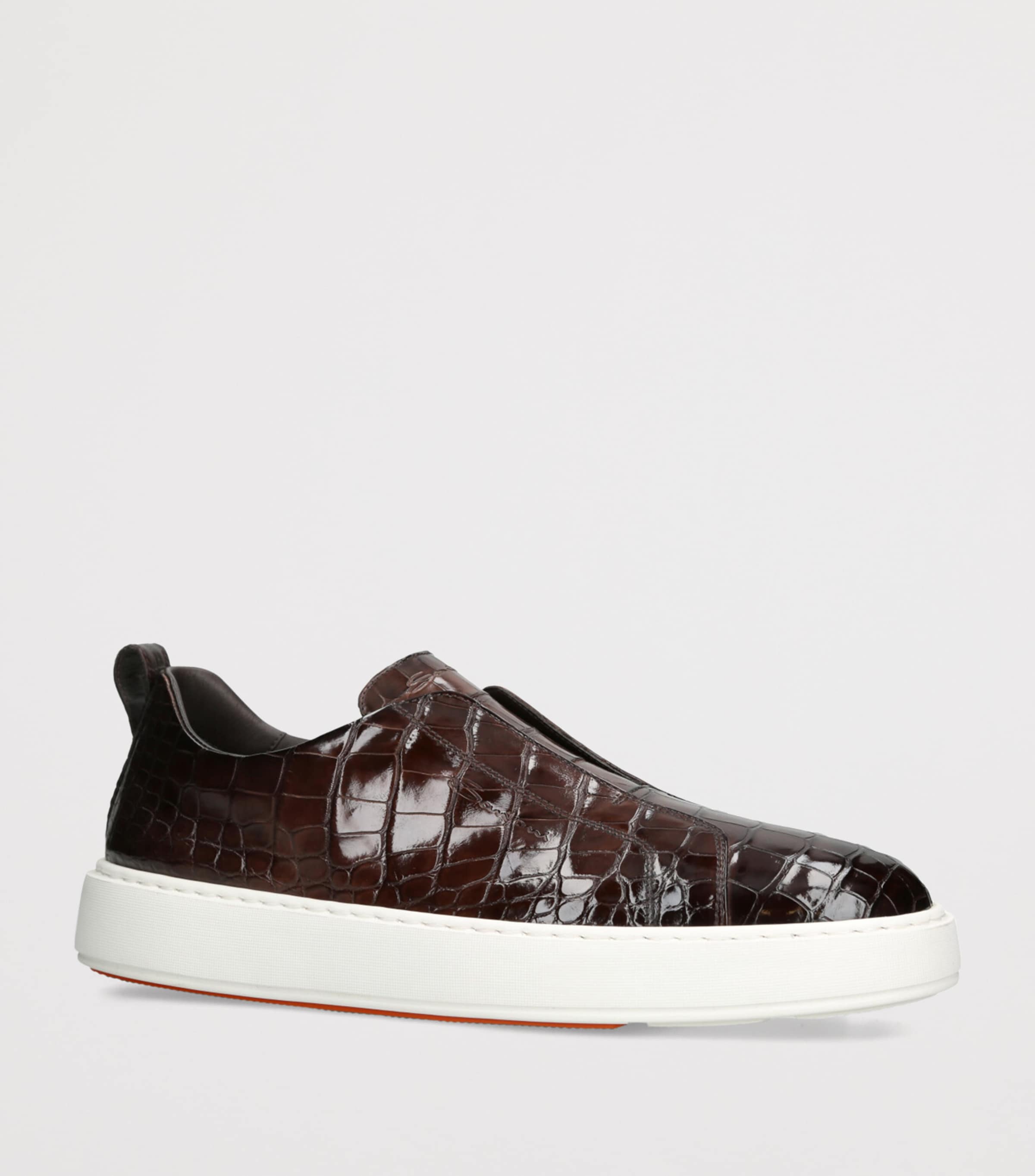 Crocodile Leather Clean Icon Sneakers DARK BROWN Image 3