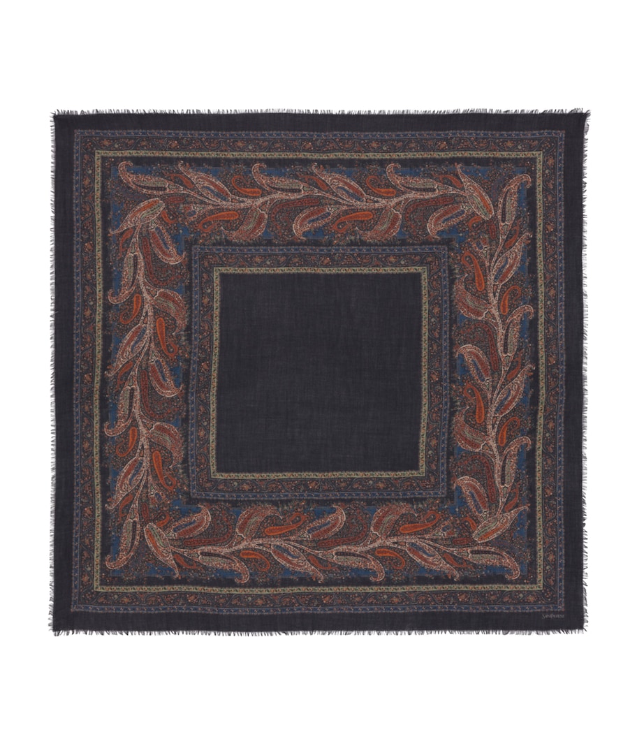 Saint Laurent Womens Cashmere Geometric Paisley Scarf Image 1