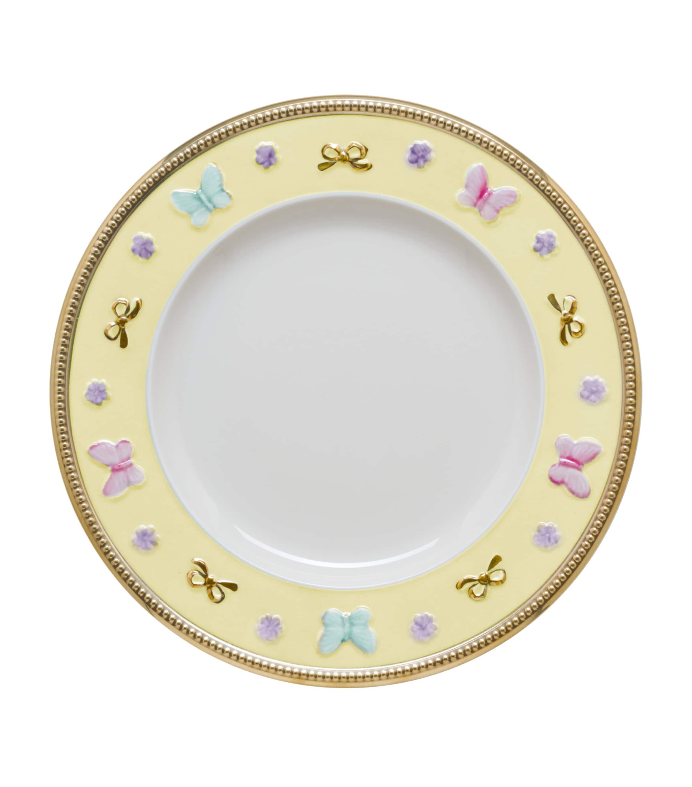 Villari Porcelain Butterfly Dessert Plate In Yellow