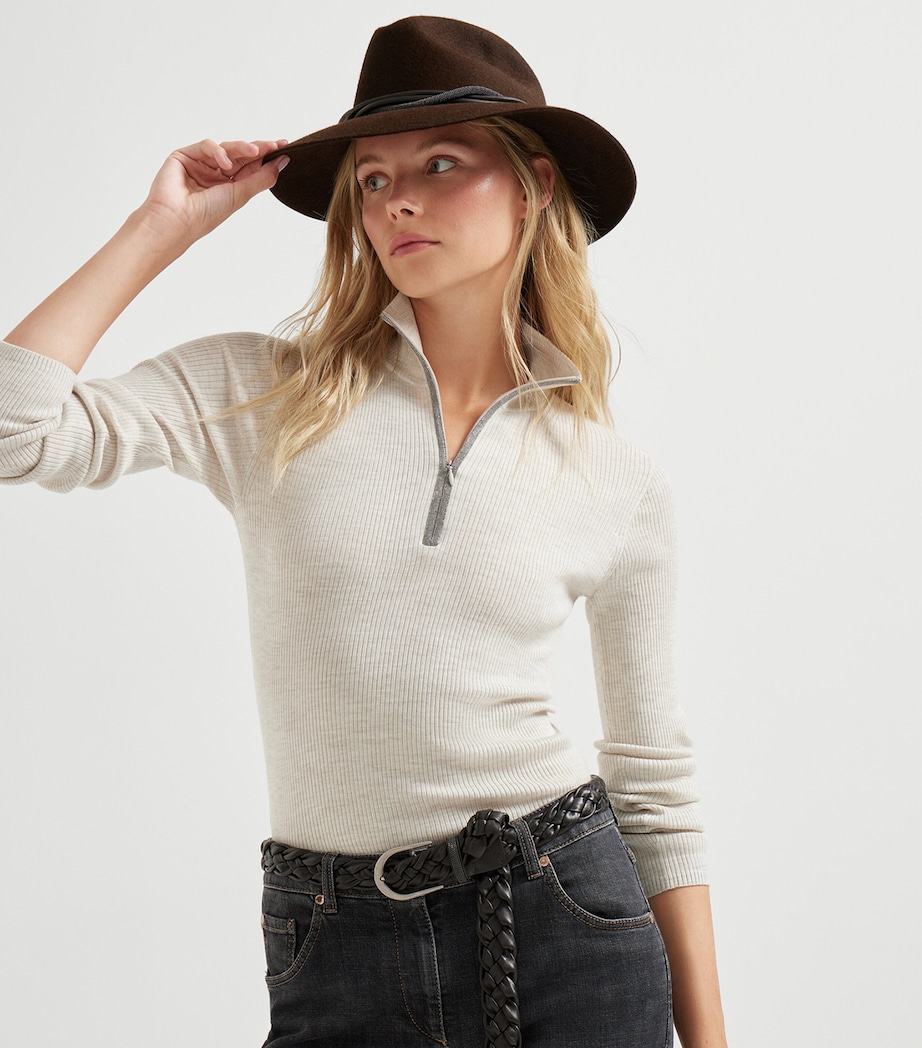 Wool-Cashmere Half-Zip Sweater C9610 Image 5