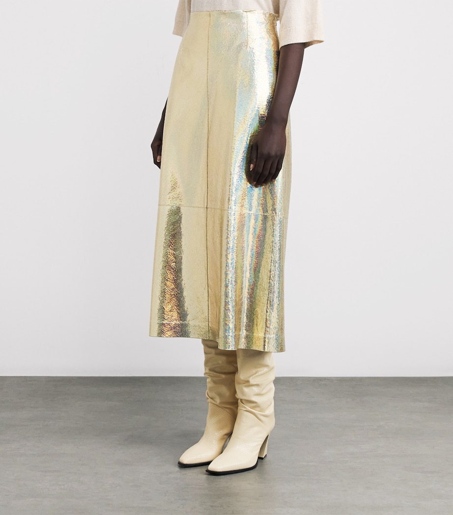 Suede Metallic Midi Skirt HALO YELLOW METALLIC Image 3