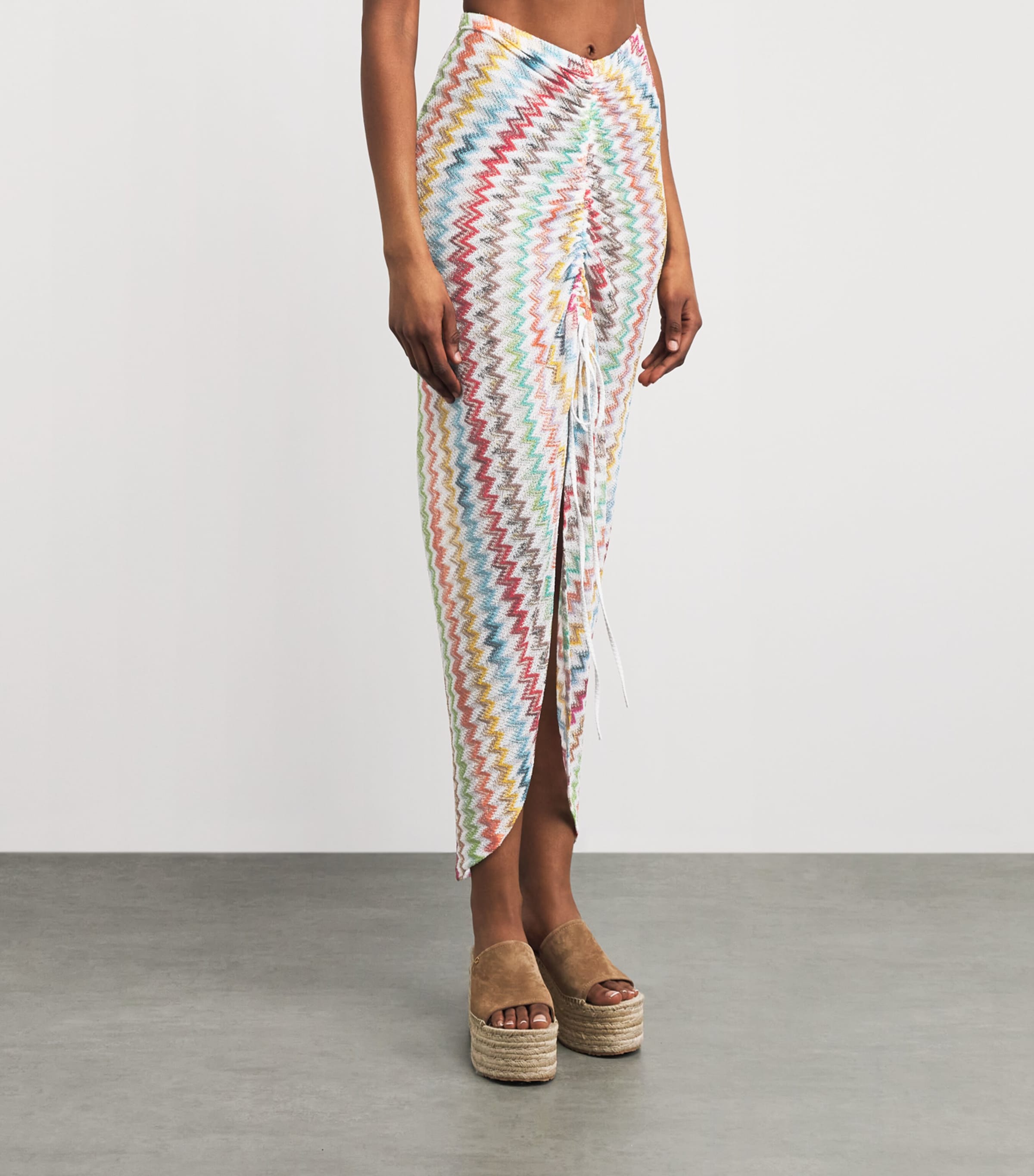 Missoni Womens Zigzag Ruched Maxi Skirt Image 4