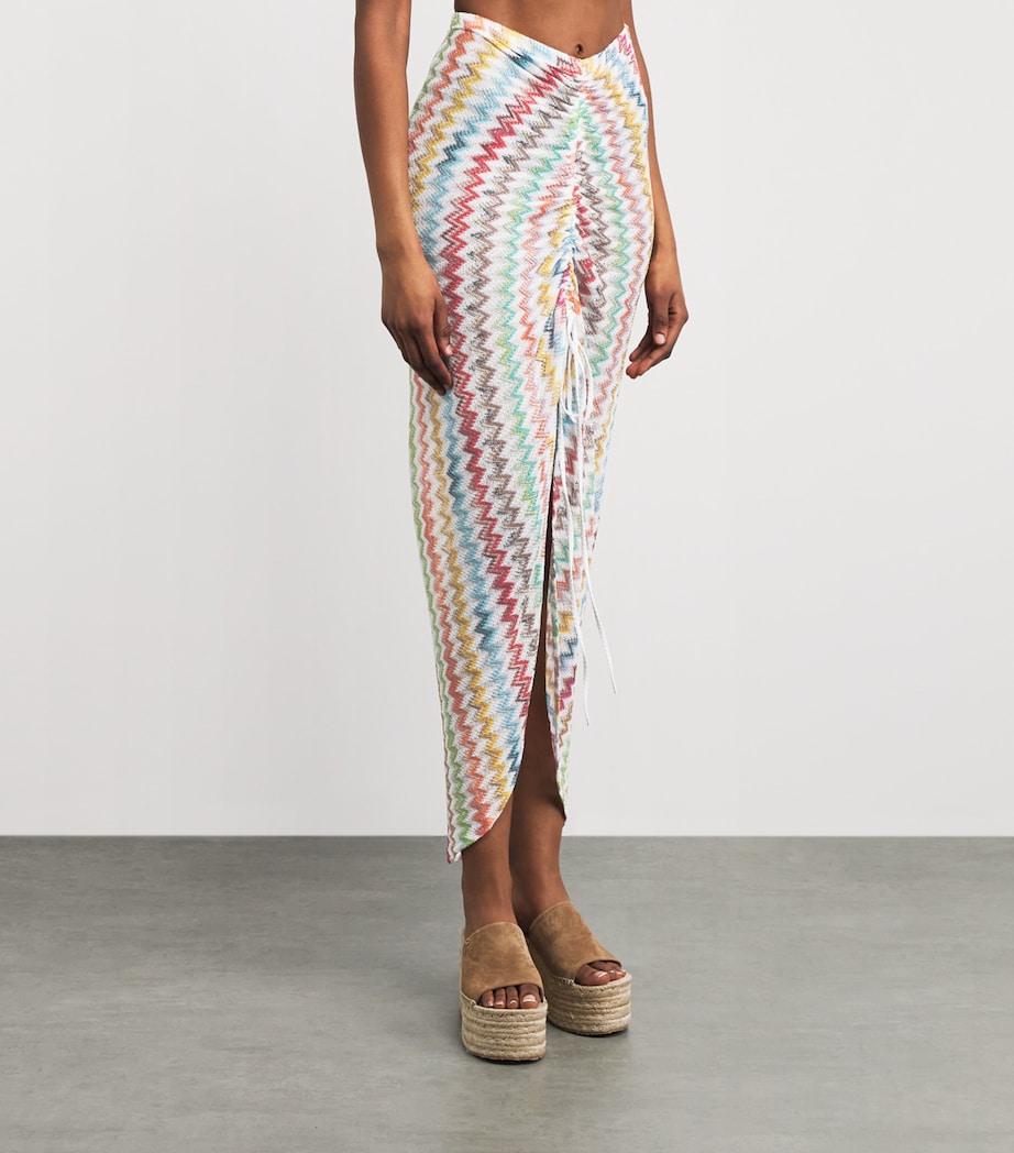Missoni Womens Zigzag Ruched Maxi Skirt Image 4