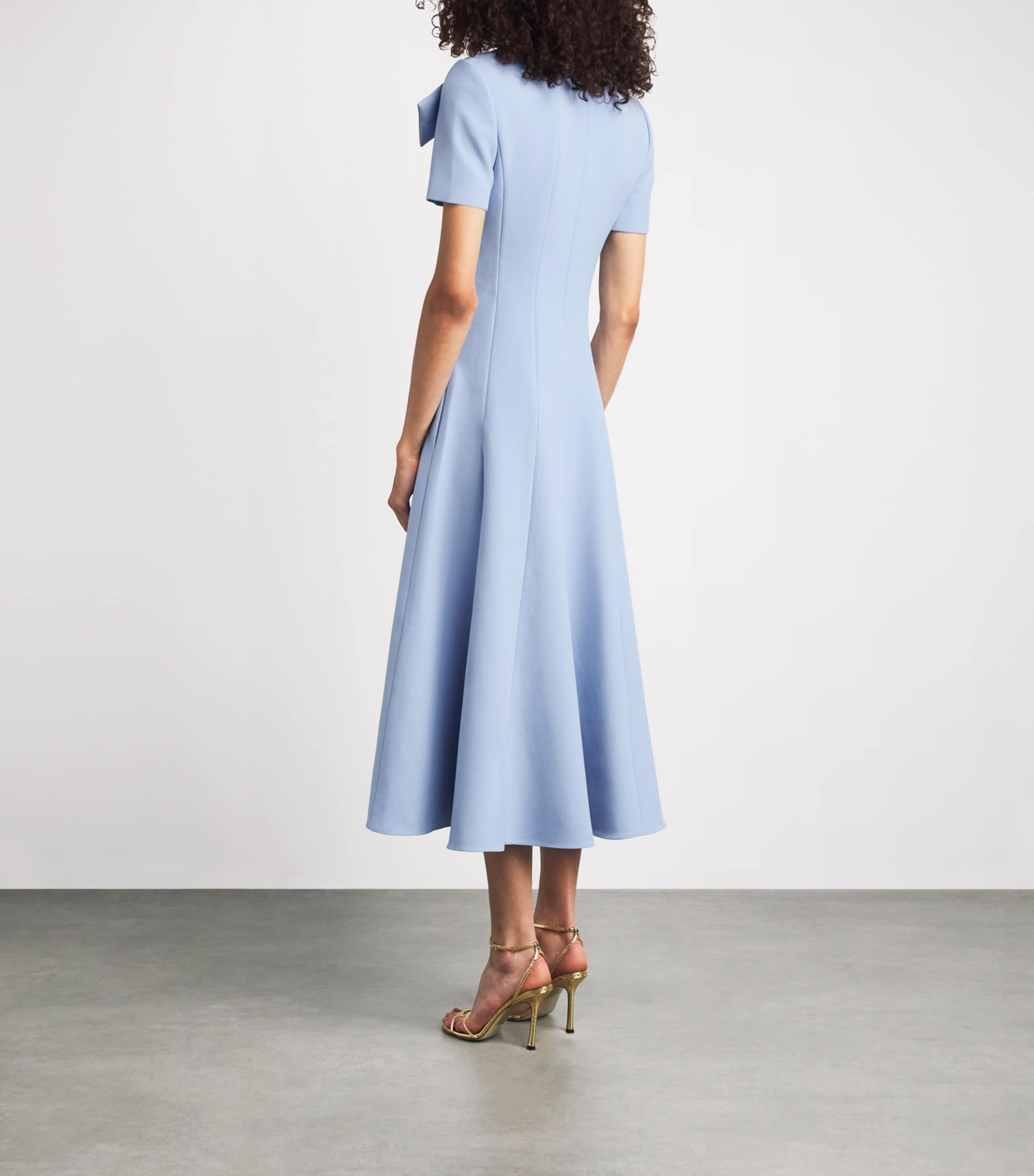 Roland Mouret Womens Crepe Bow-Detail Midi Dress Blue Image 4